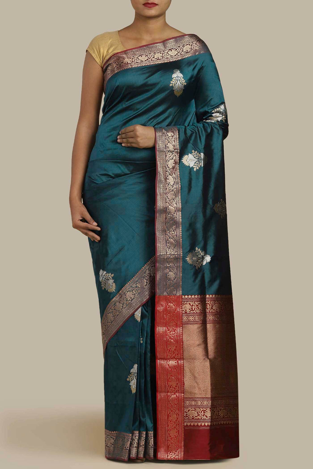 Blue Banarasi Katan Silk Saree