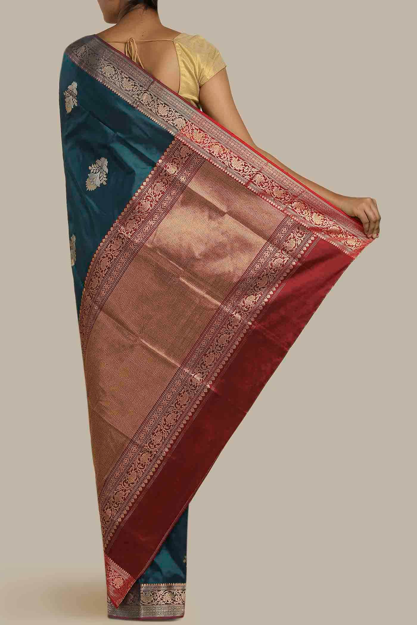 Blue Banarasi Katan Silk Saree