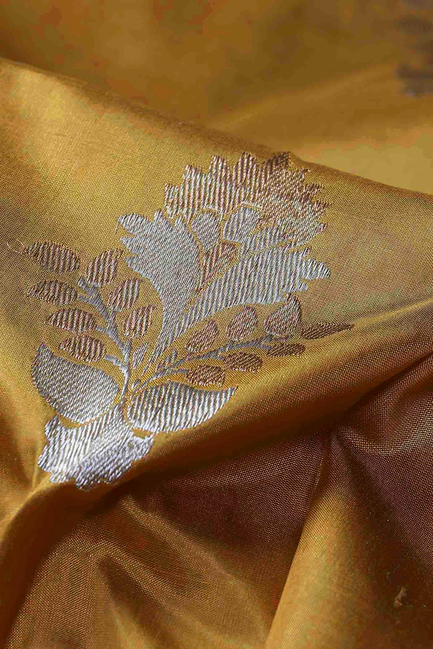 Yellow Banarasi Katan Silk Saree