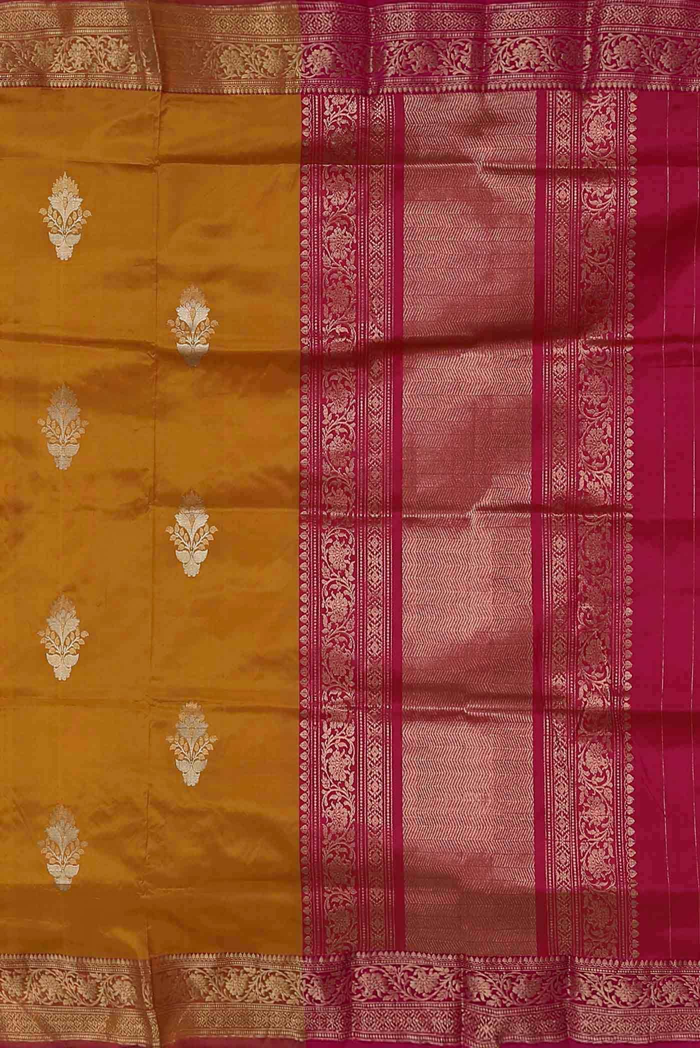 Yellow Banarasi Katan Silk Saree