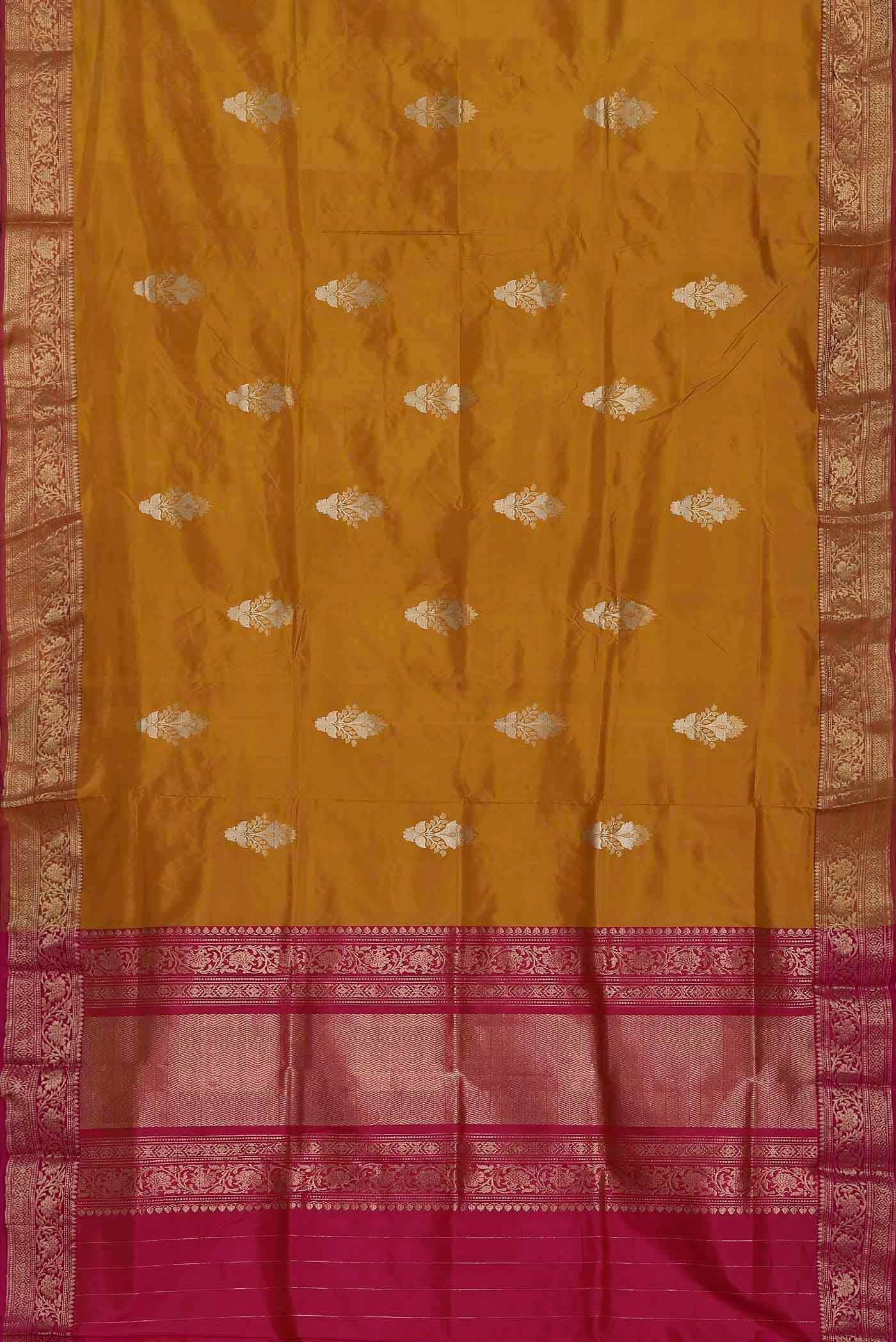 Yellow Banarasi Katan Silk Saree