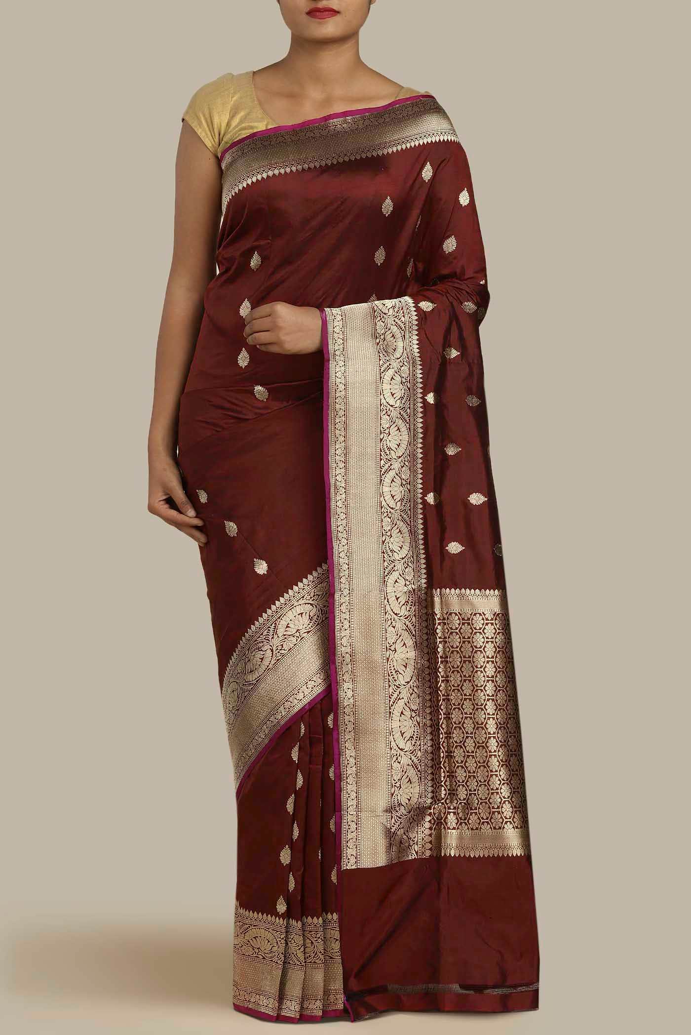 Brown Banarasi Katan Silk Saree