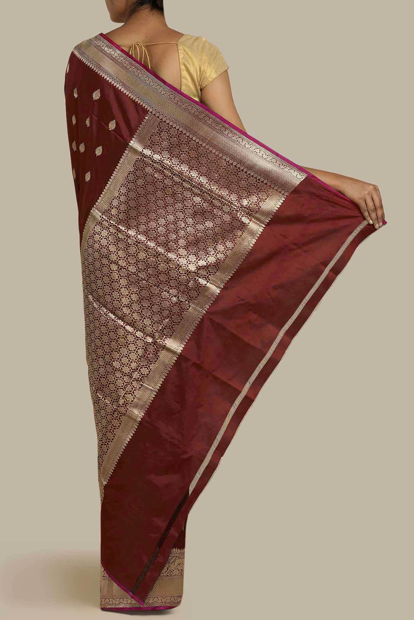 Brown Banarasi Katan Silk Saree