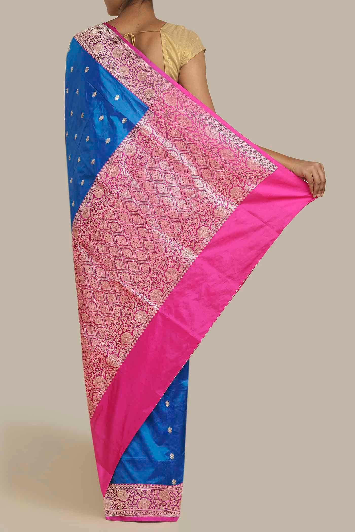 Blue Banarasi Katan Silk Saree