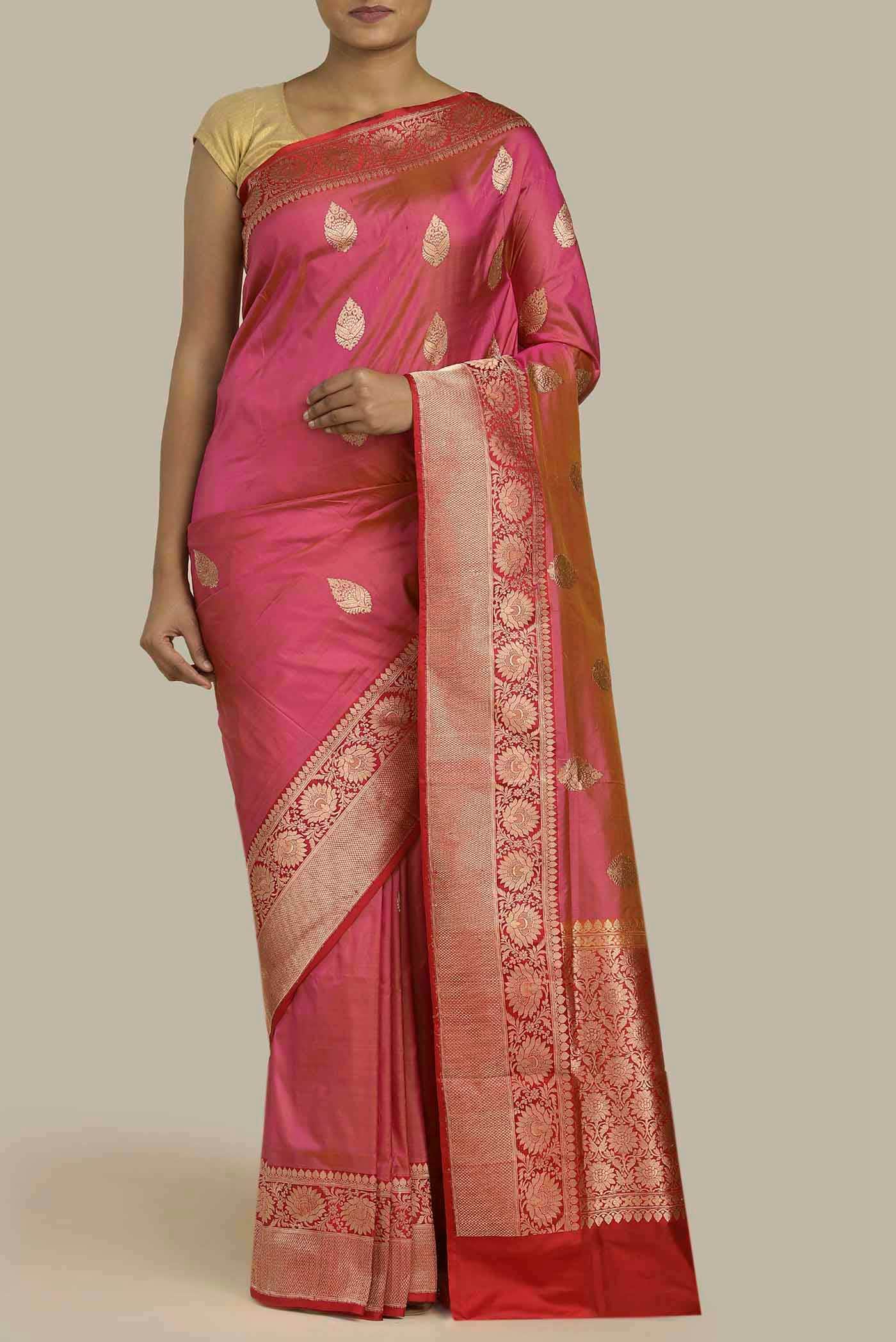 Pink Banarasi Katan Silk Saree