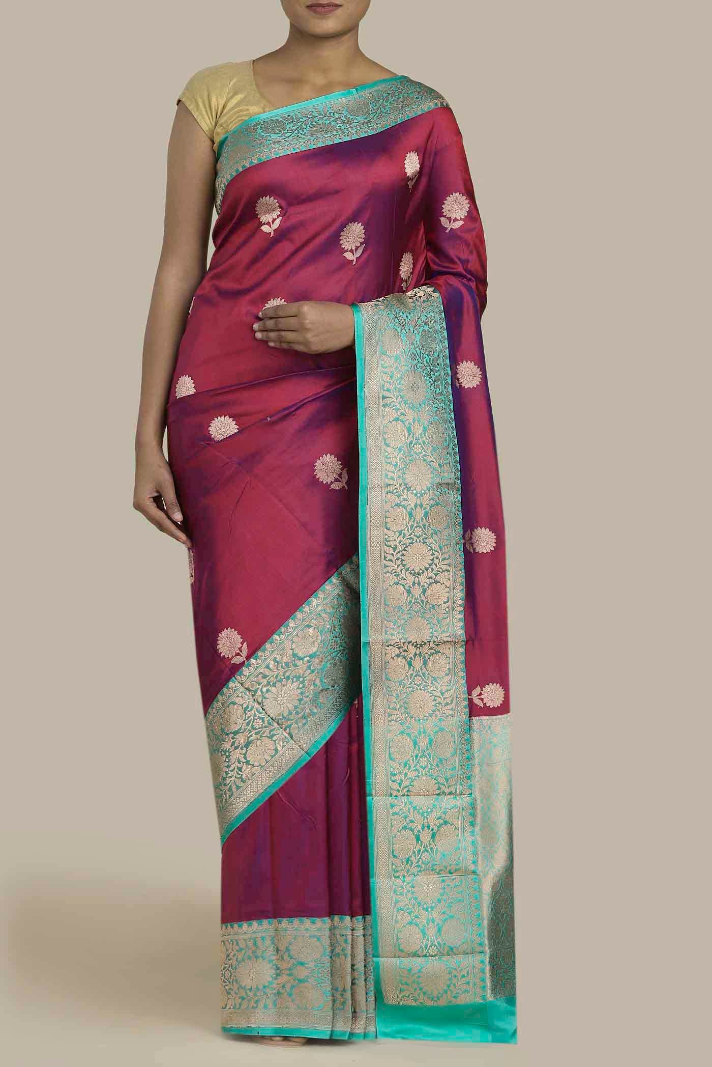 Magenta Banarasi Katan Silk Saree