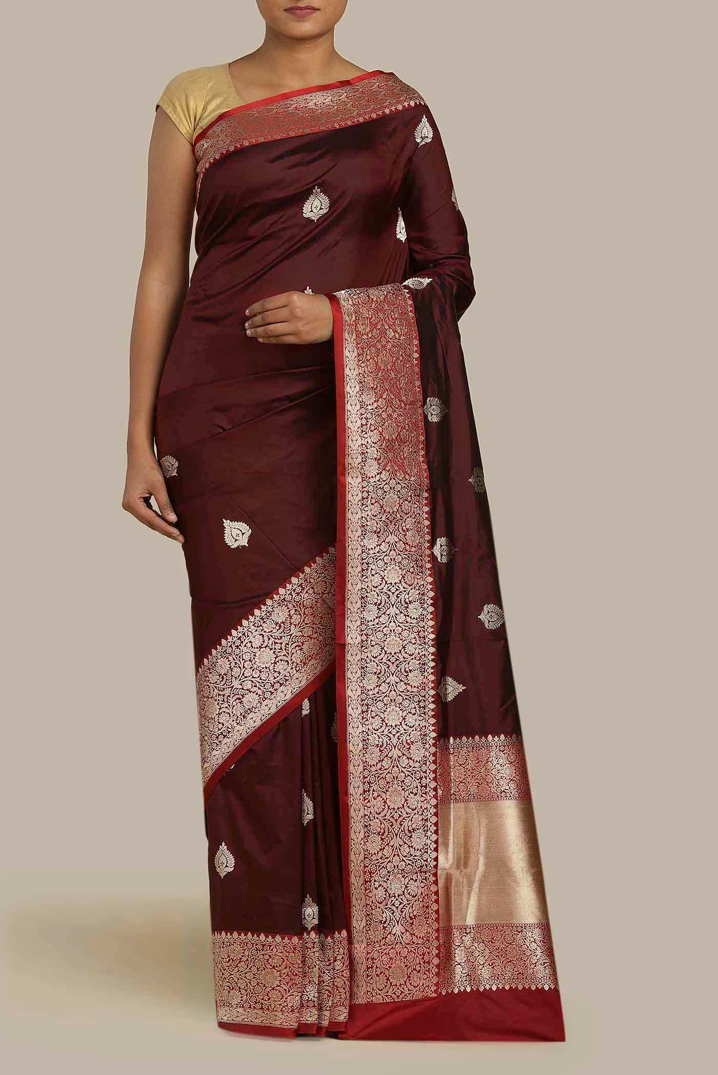 Brown Banarasi Katan Silk Saree