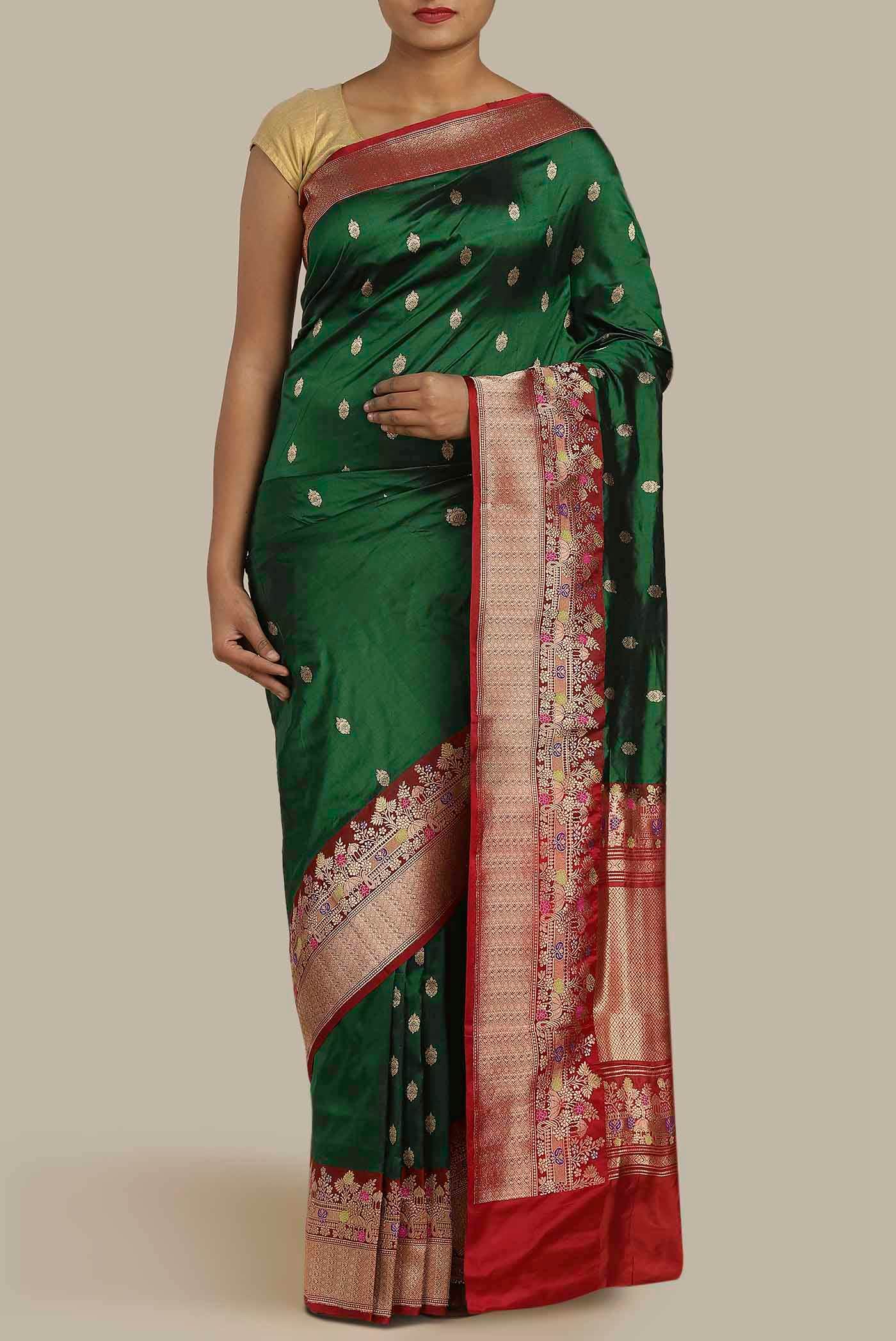 Green Banarasi Katan Silk Saree