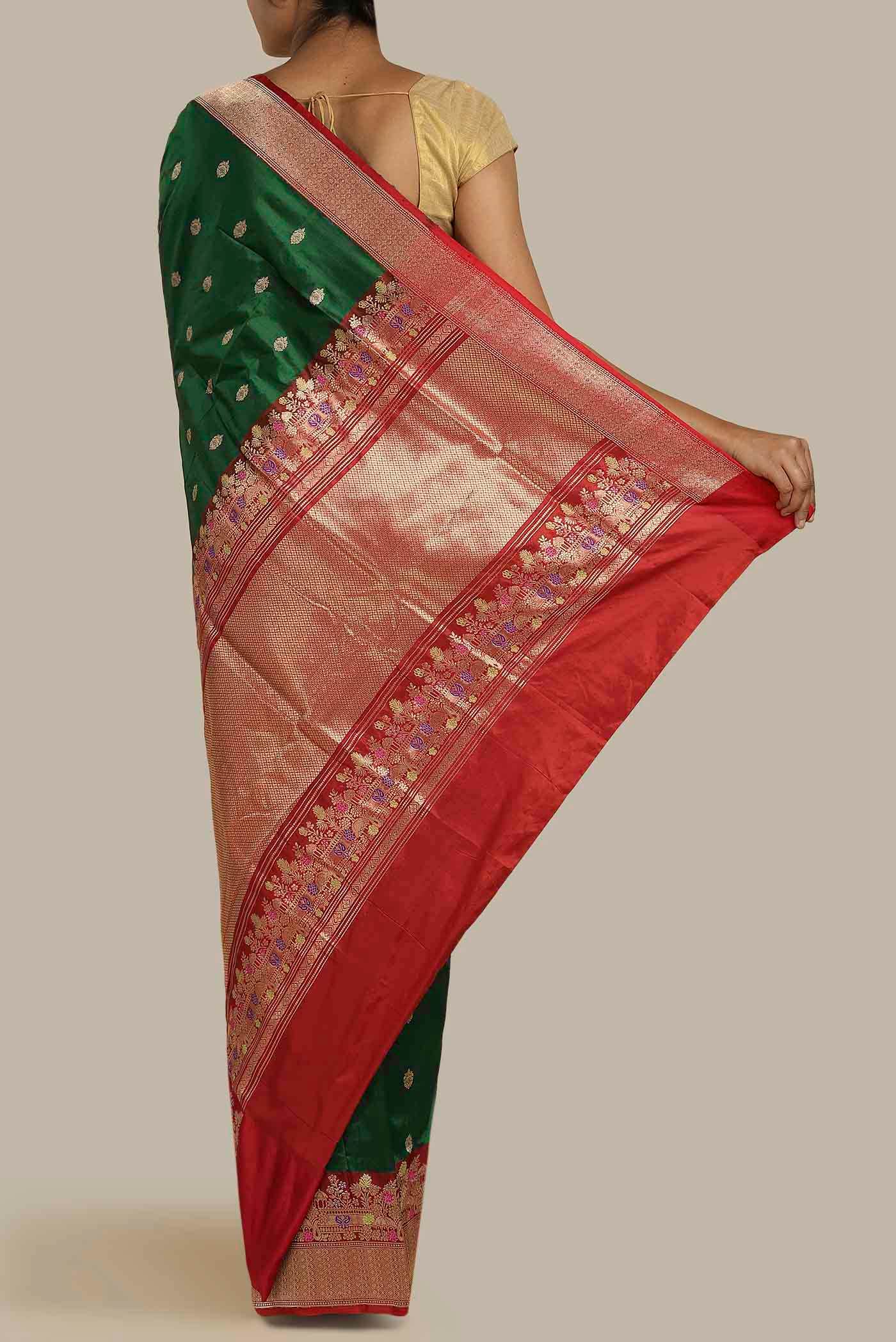 Green Banarasi Katan Silk Saree
