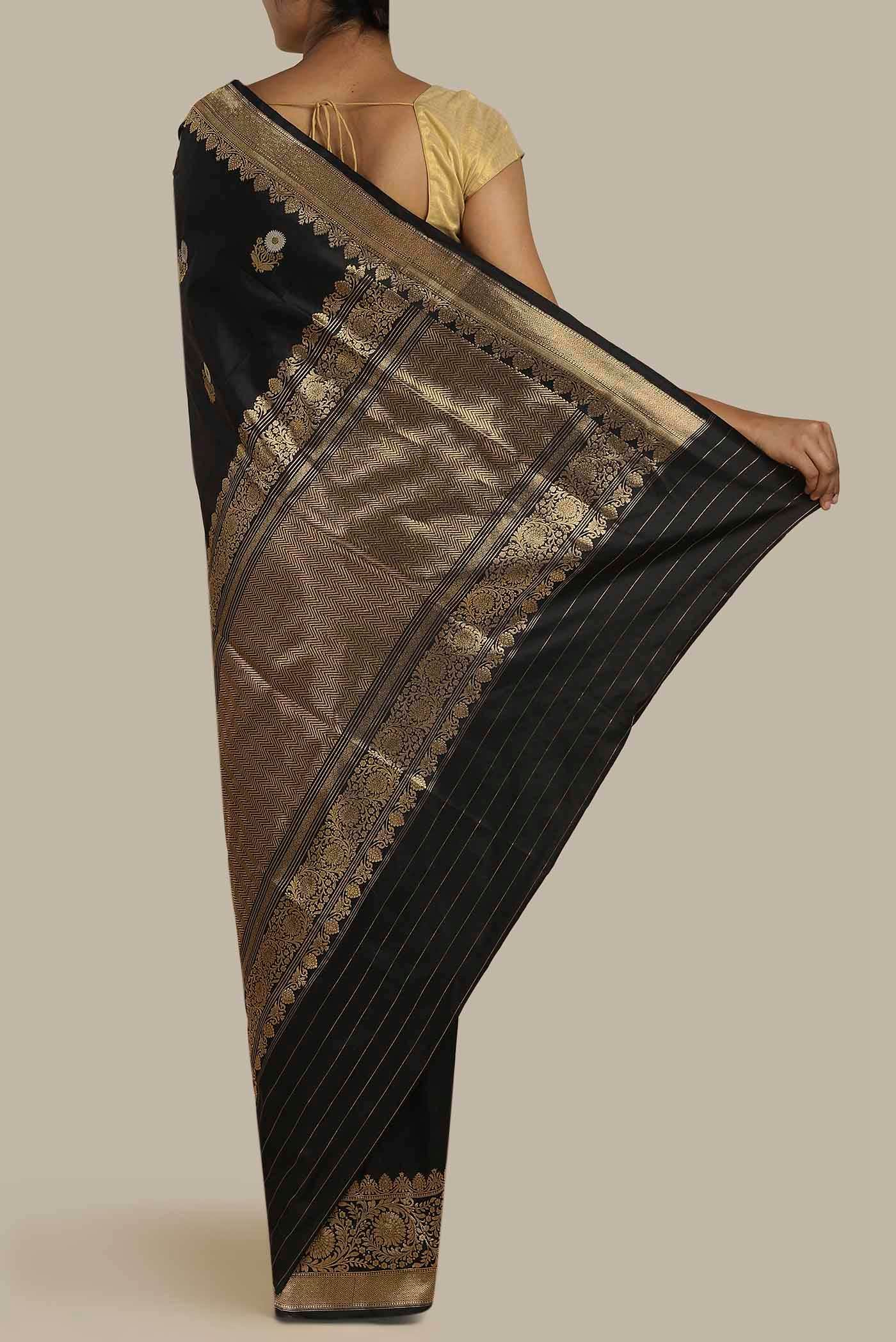 Black Banarasi Katan Silk Saree