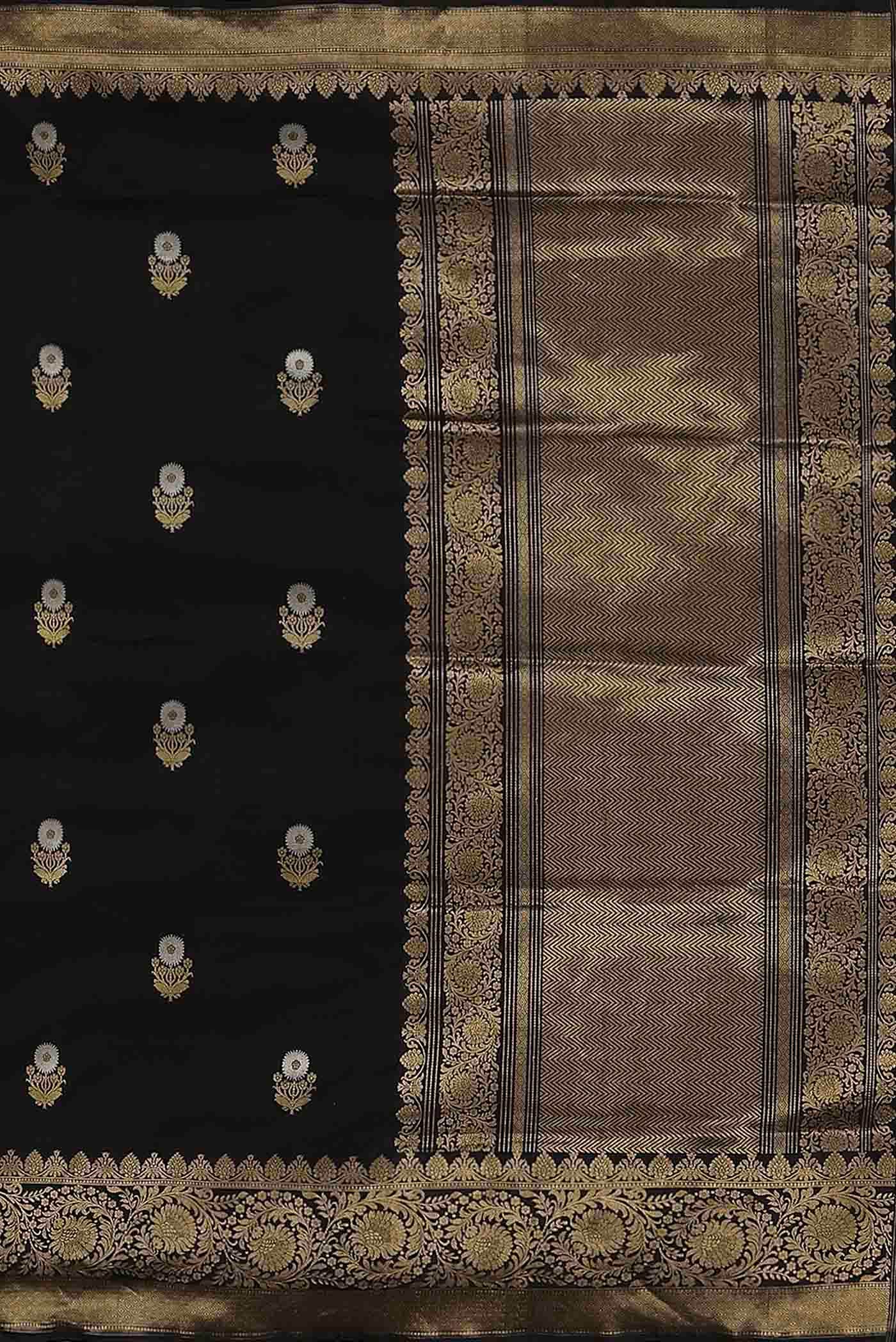 Black Banarasi Katan Silk Saree