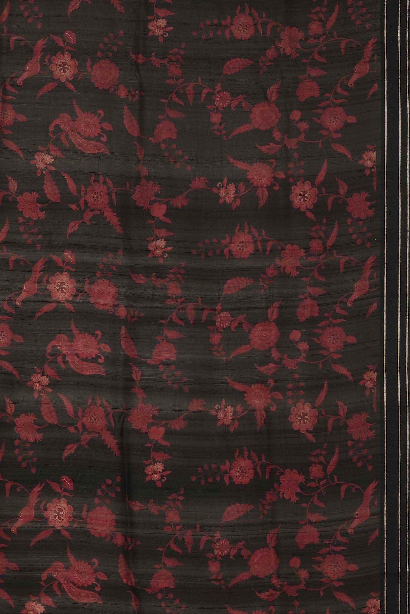 Black Bhagalpuri Tussar Silk Saree