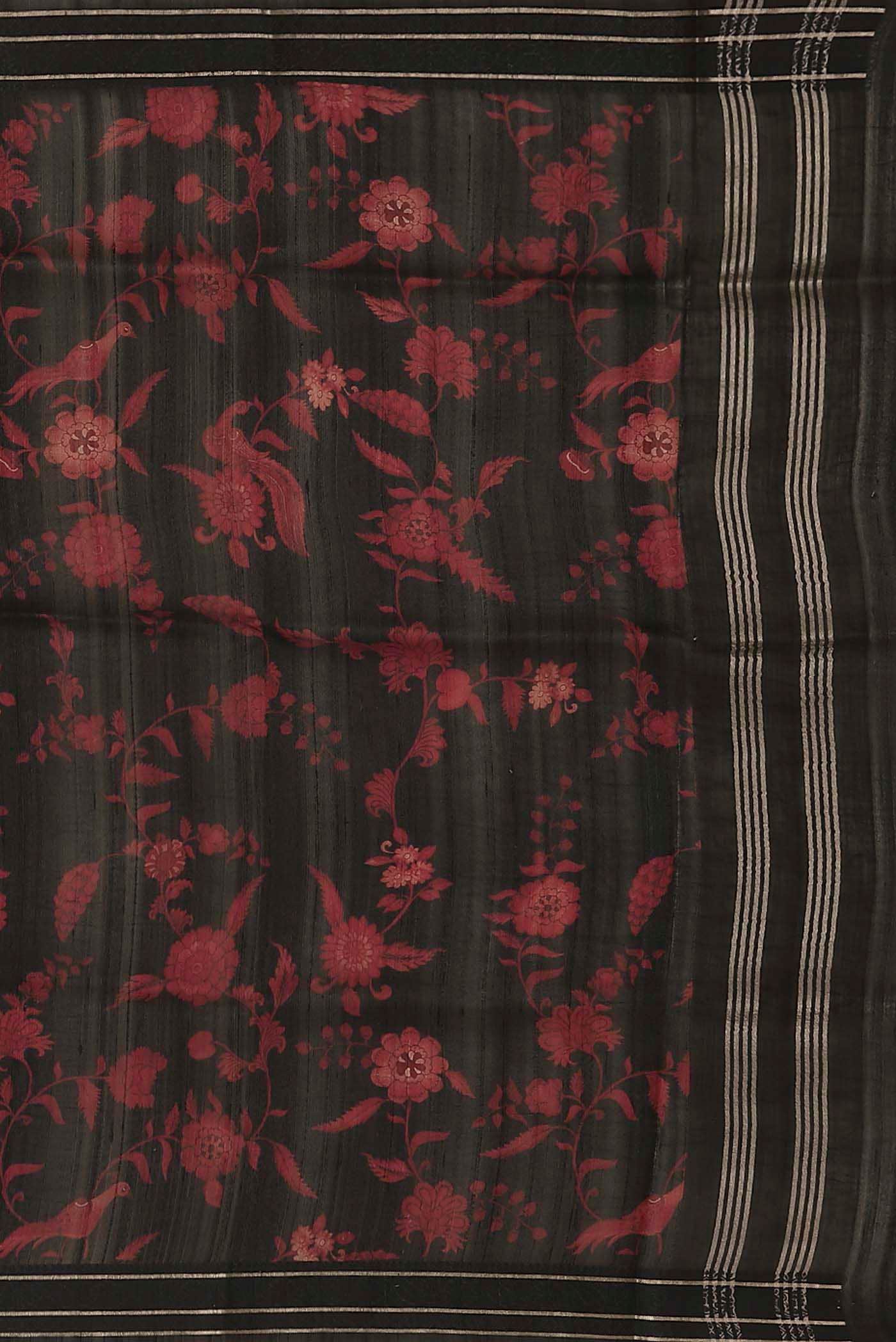 Black Bhagalpuri Tussar Silk Saree