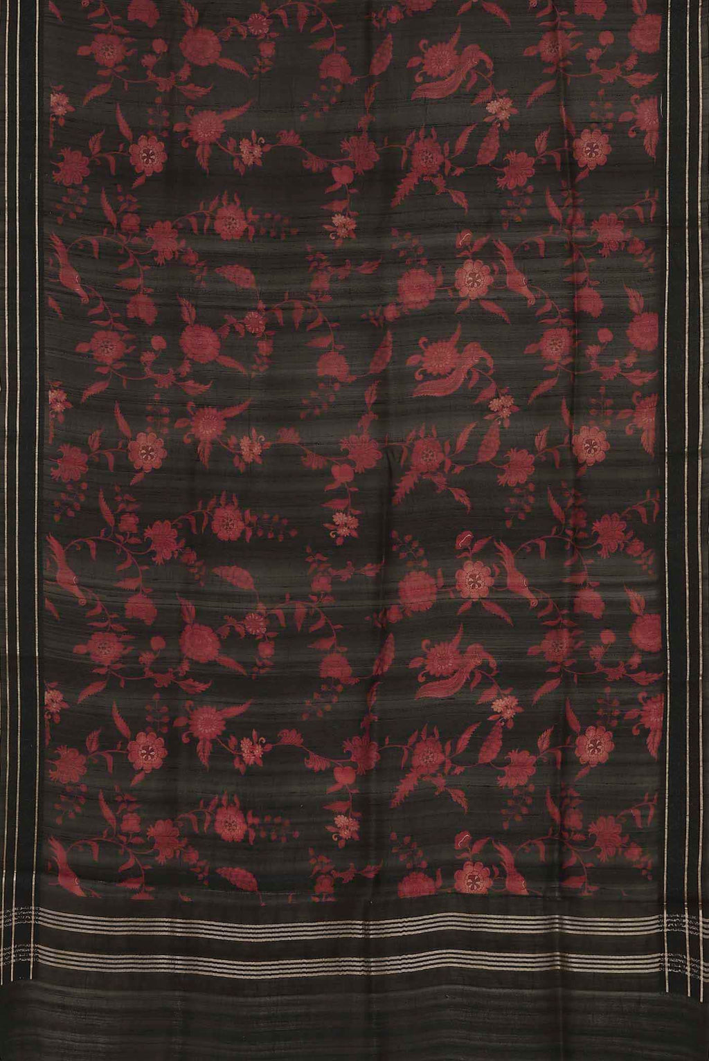 Black Bhagalpuri Tussar Silk Saree