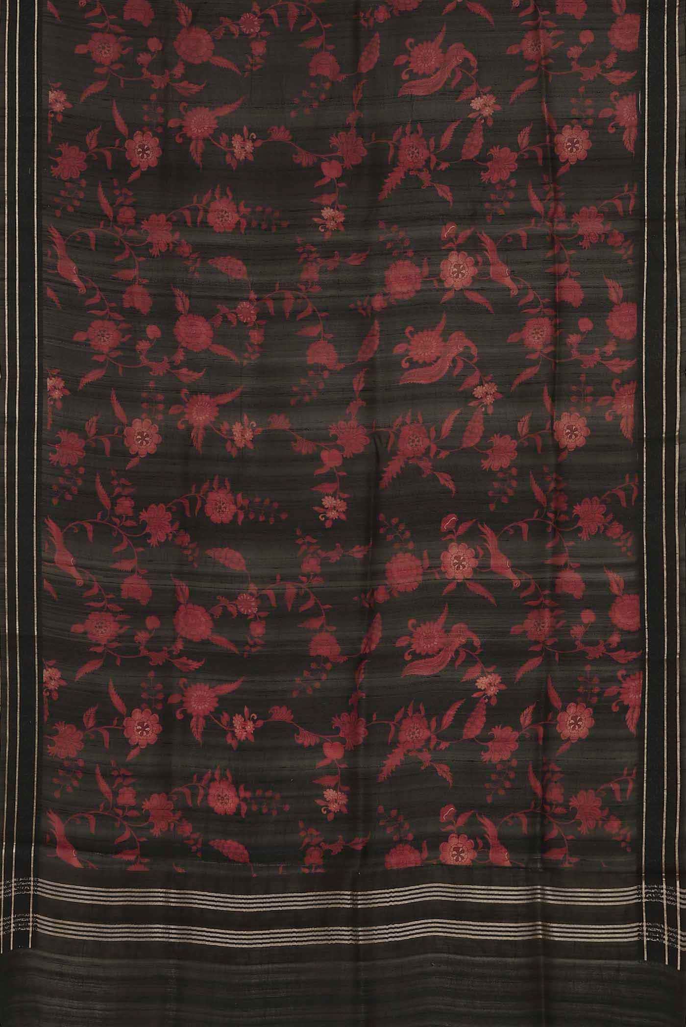 Black Bhagalpuri Tussar Silk Saree