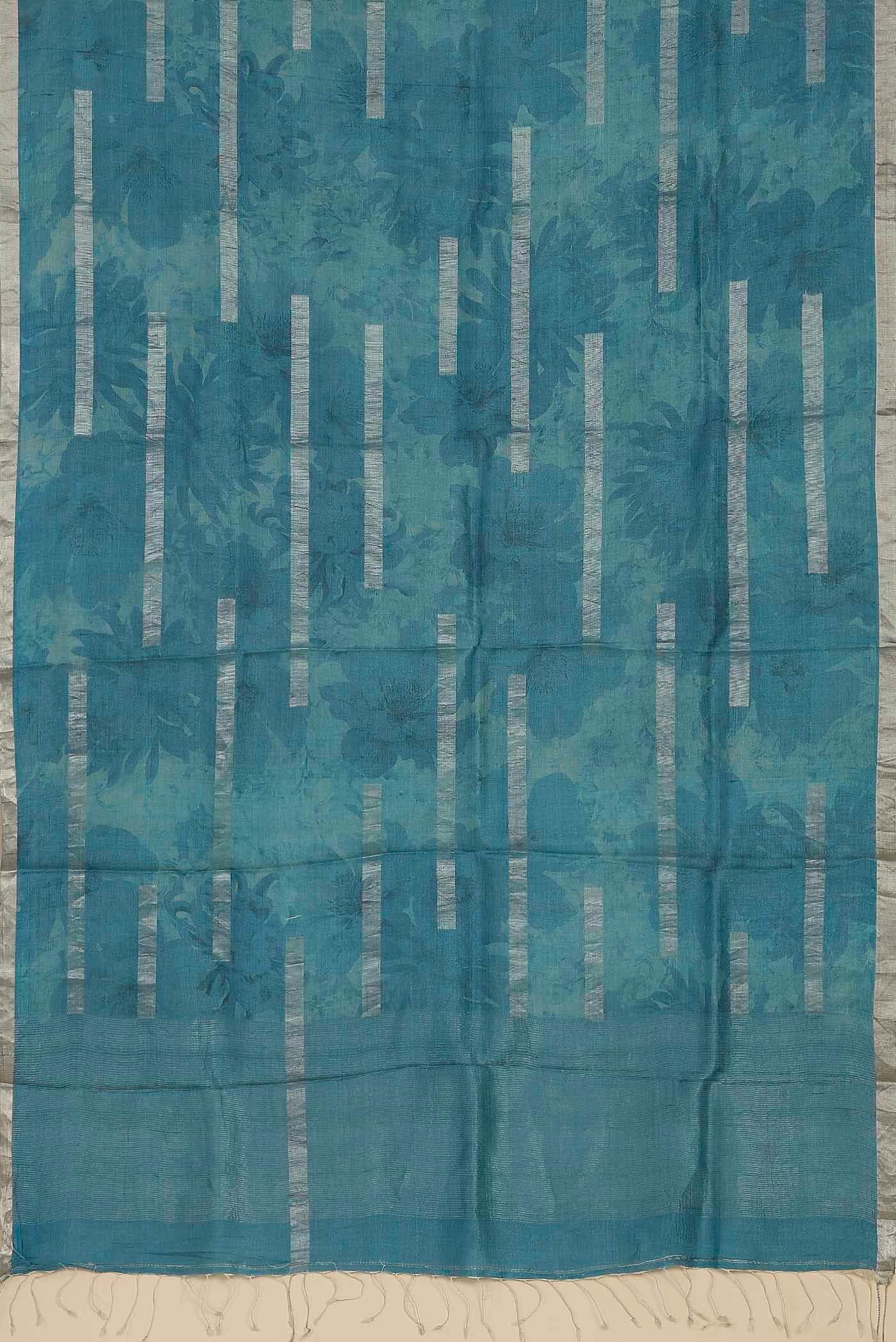 Blue Bhagalpuri Tussar Silk Saree