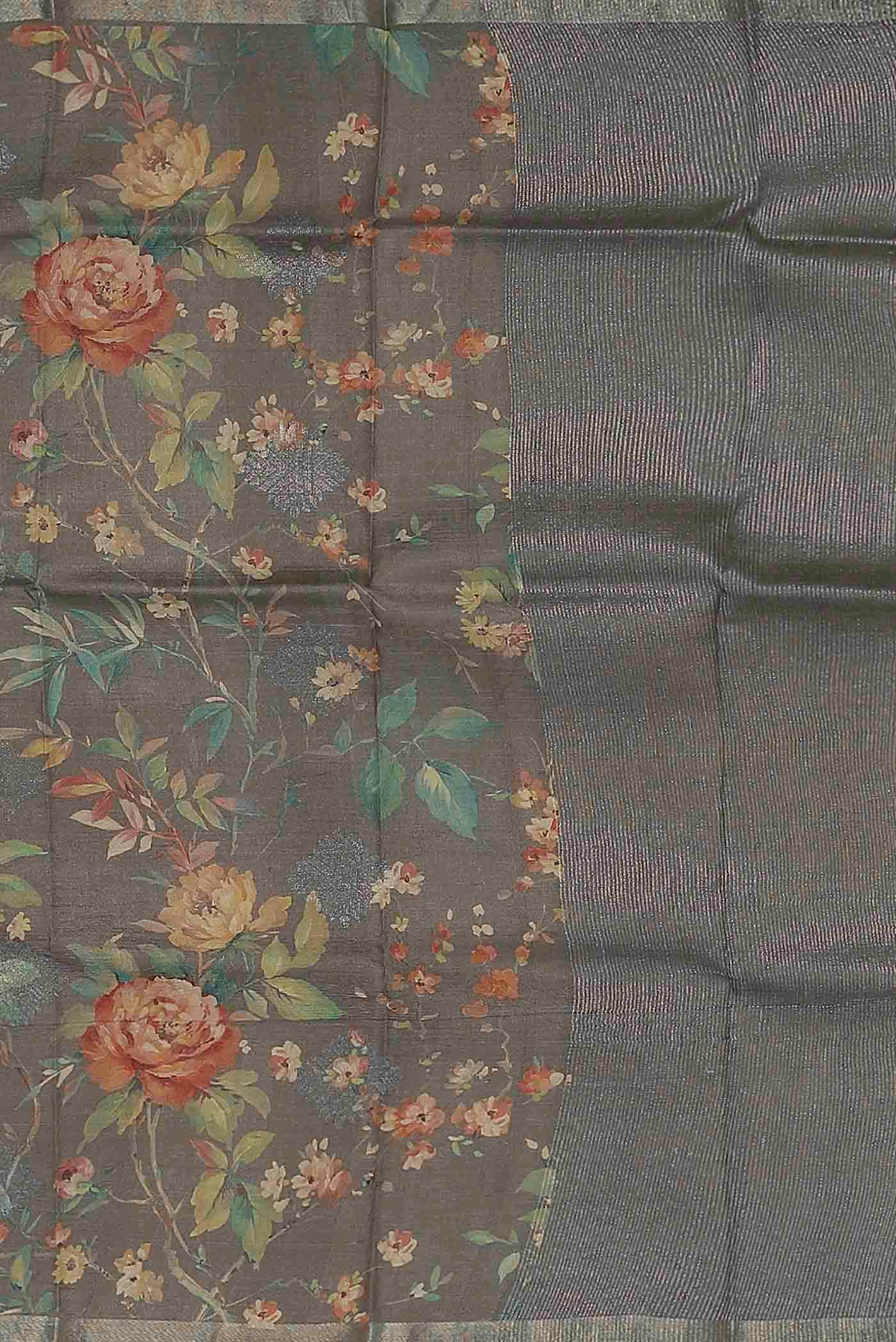 Brown Bhagalpuri Tussar Silk Saree