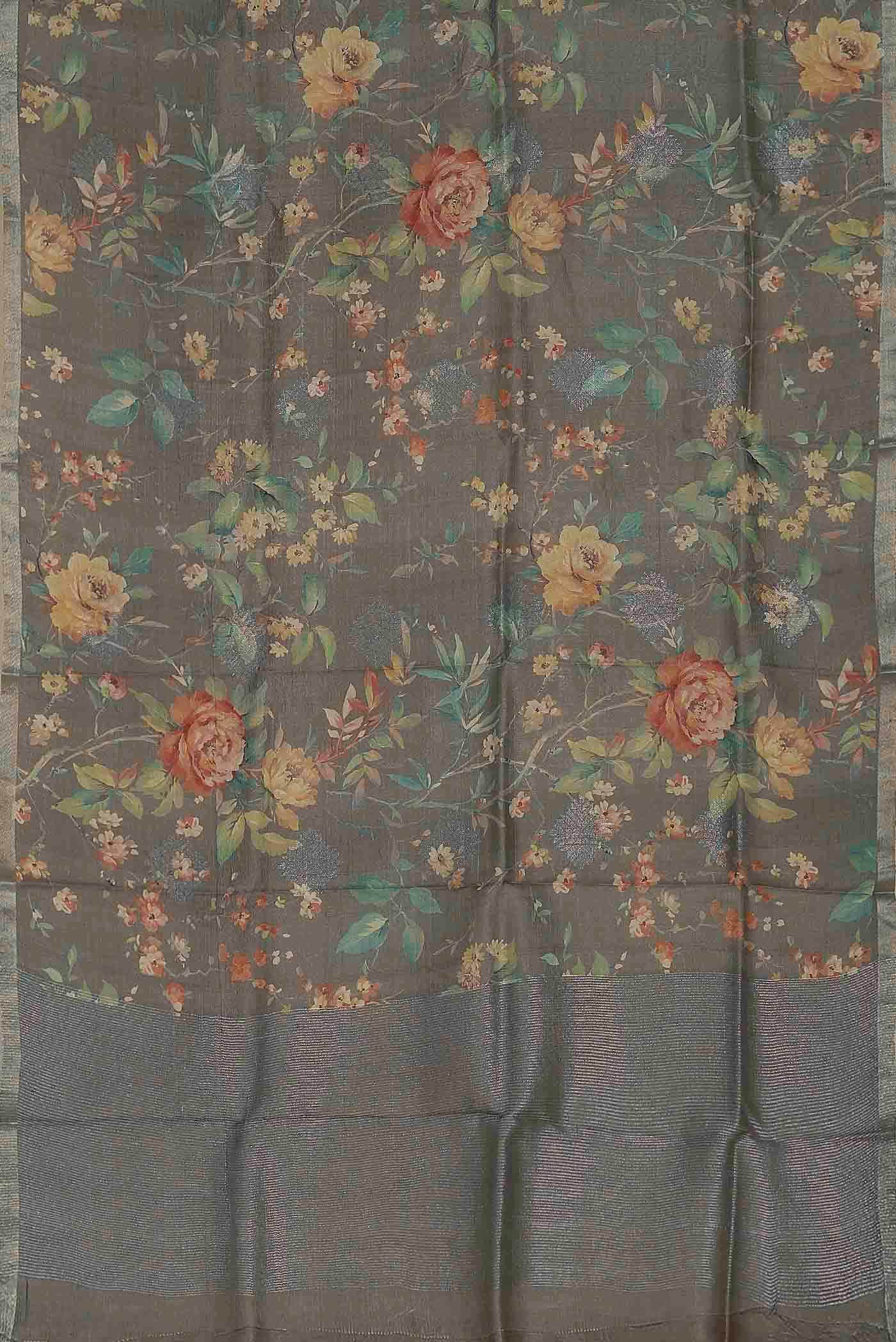 Brown Bhagalpuri Tussar Silk Saree