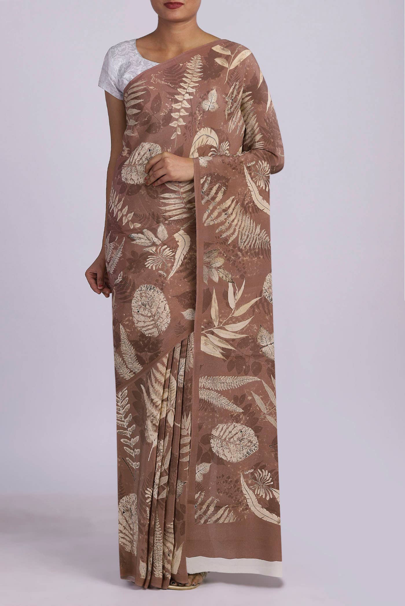 Mauve Crepe Saree