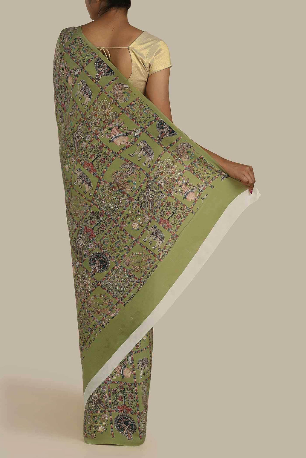 Green Crepe Saree