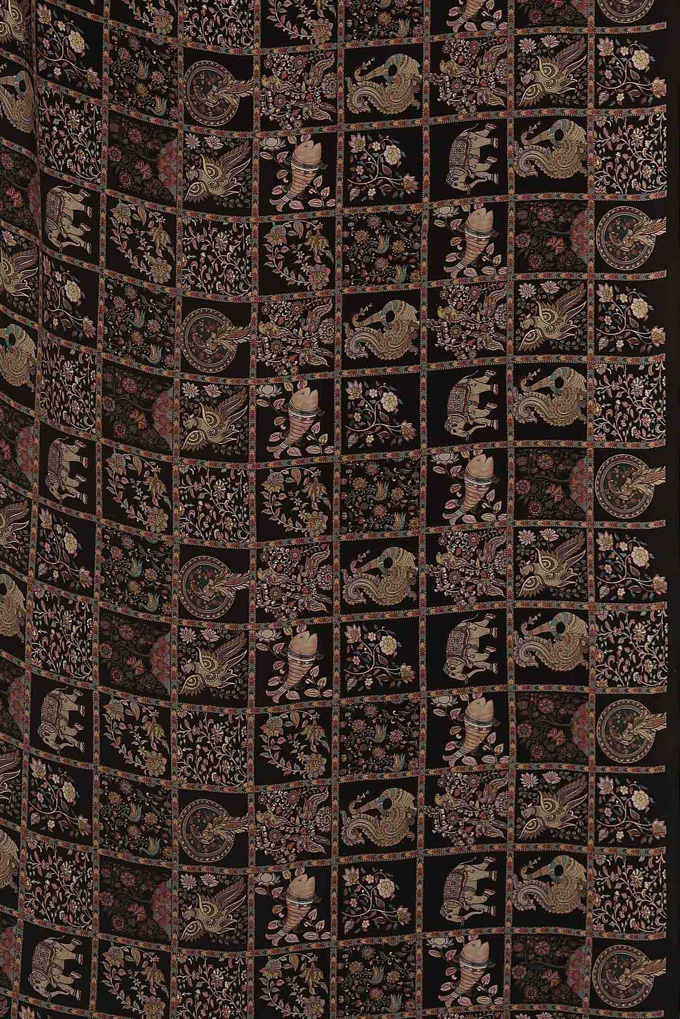 Black Mysore Crepe Saree