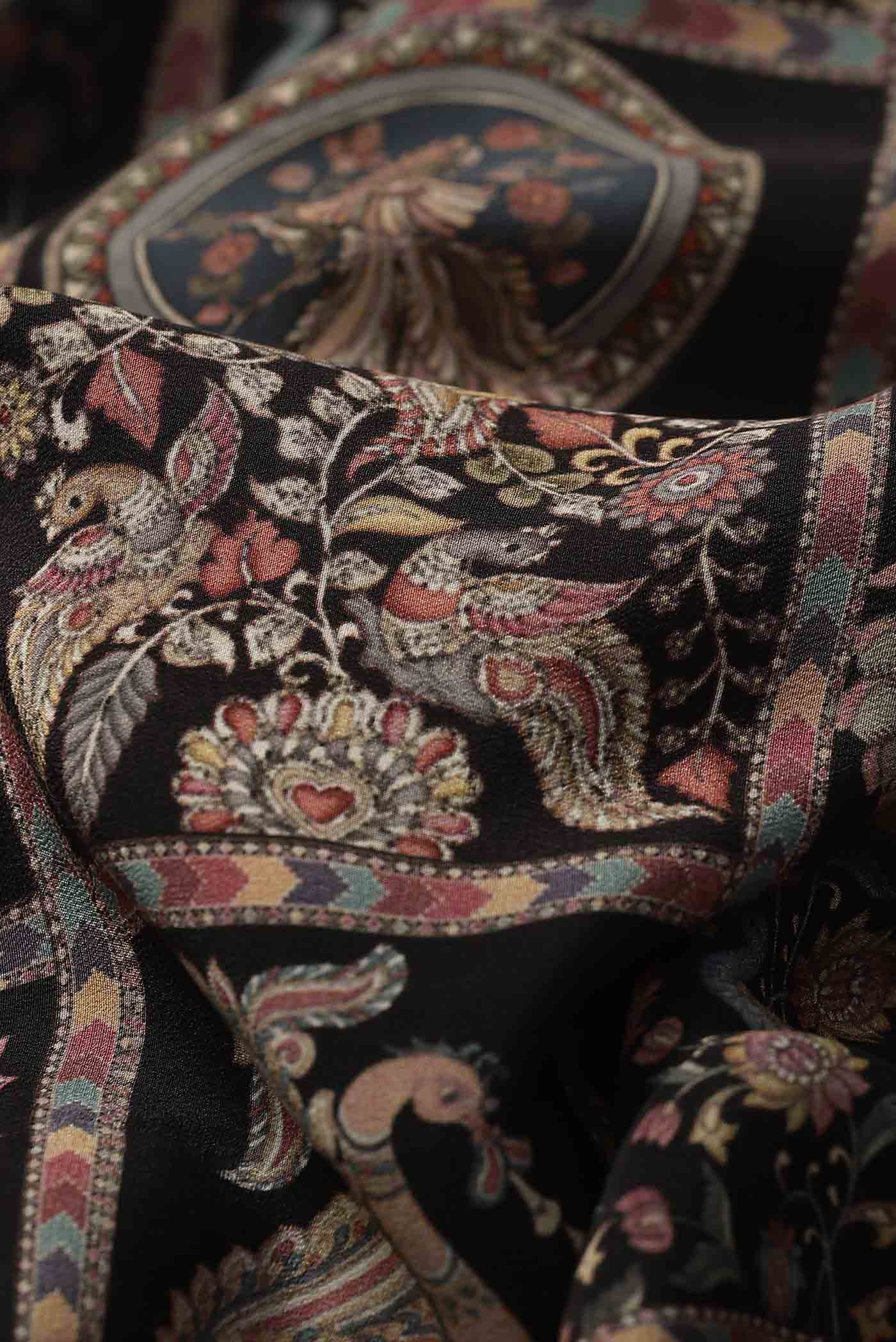 Black Mysore Crepe Saree