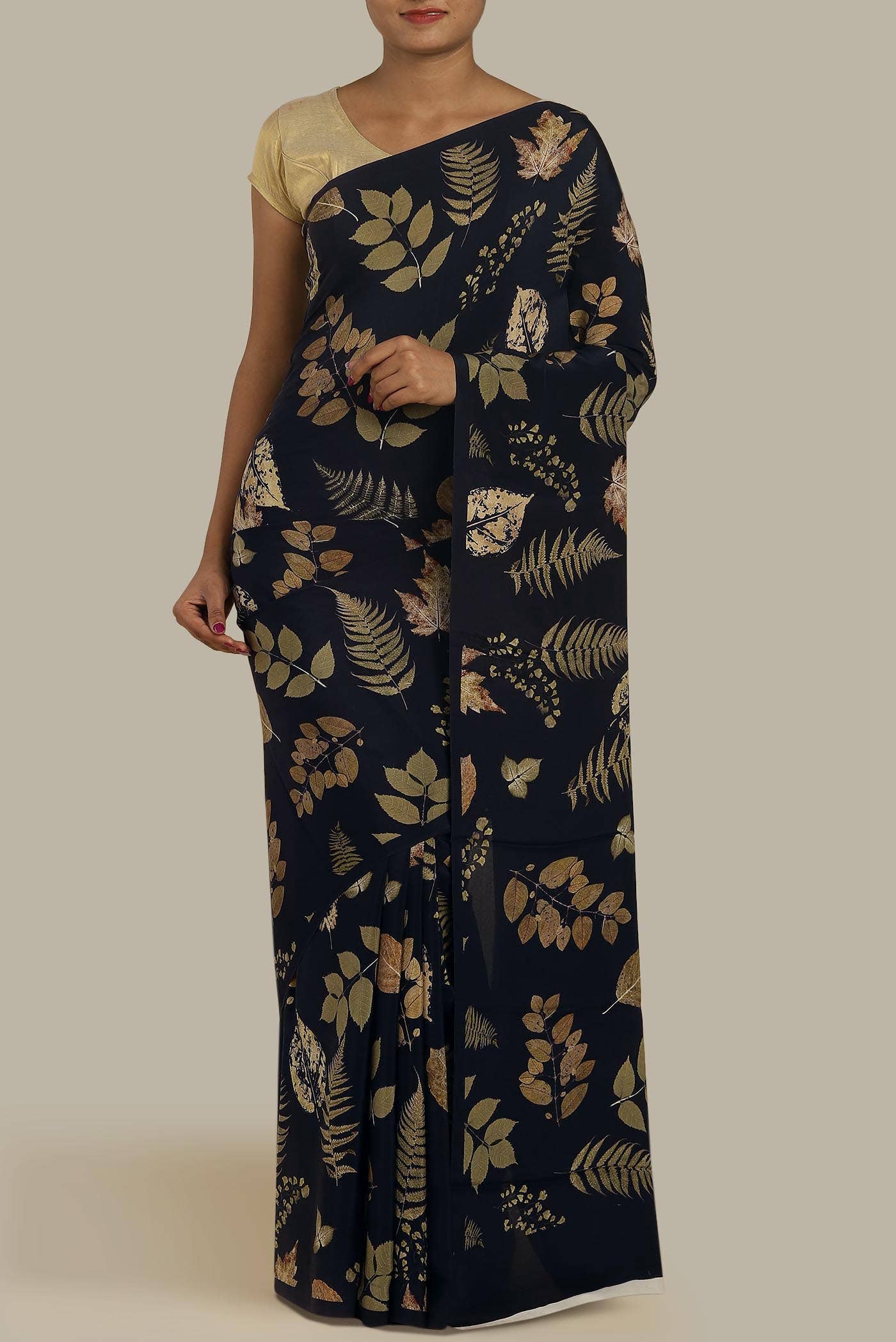 Black Mysore Crepe Saree