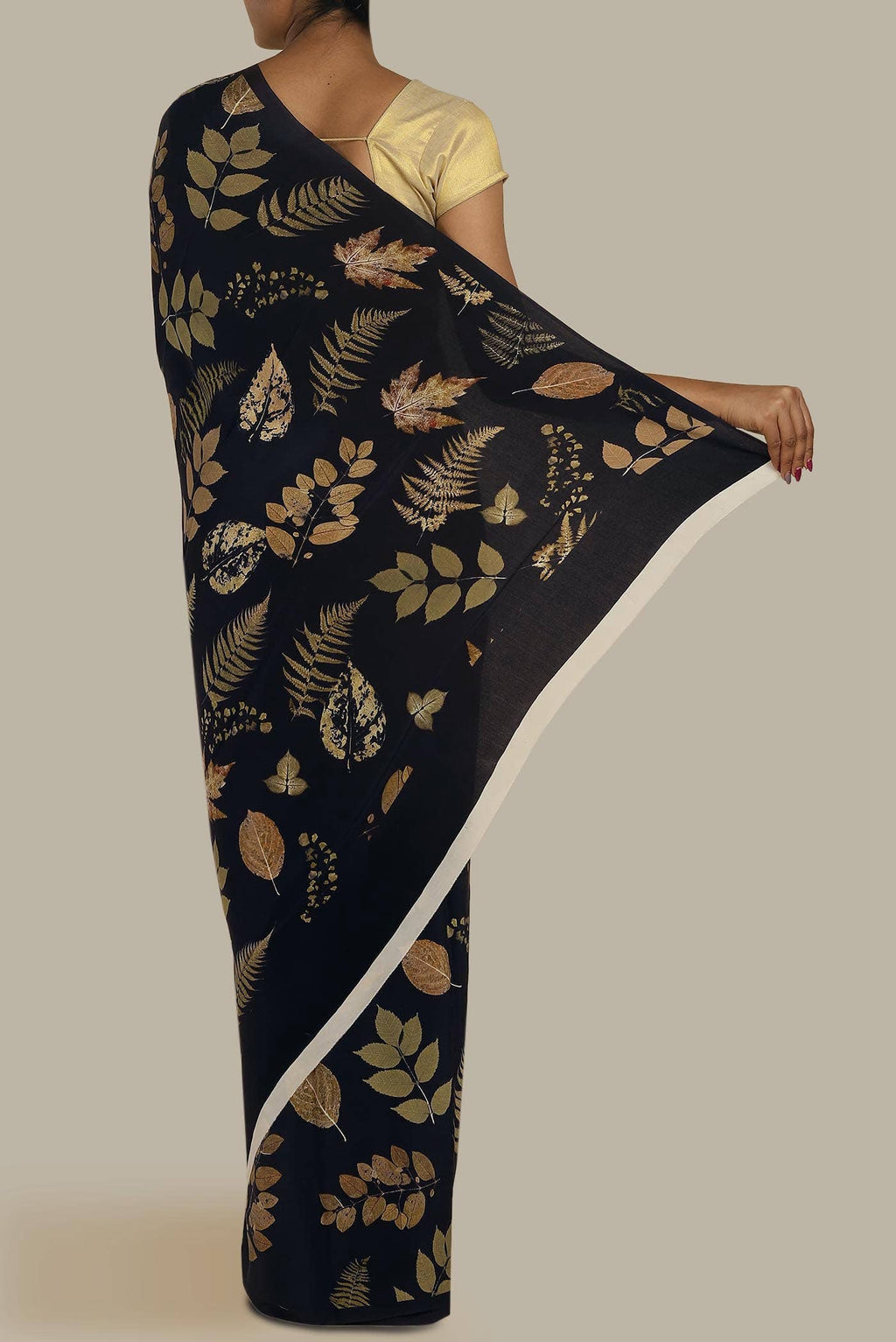 Black Mysore Crepe Saree