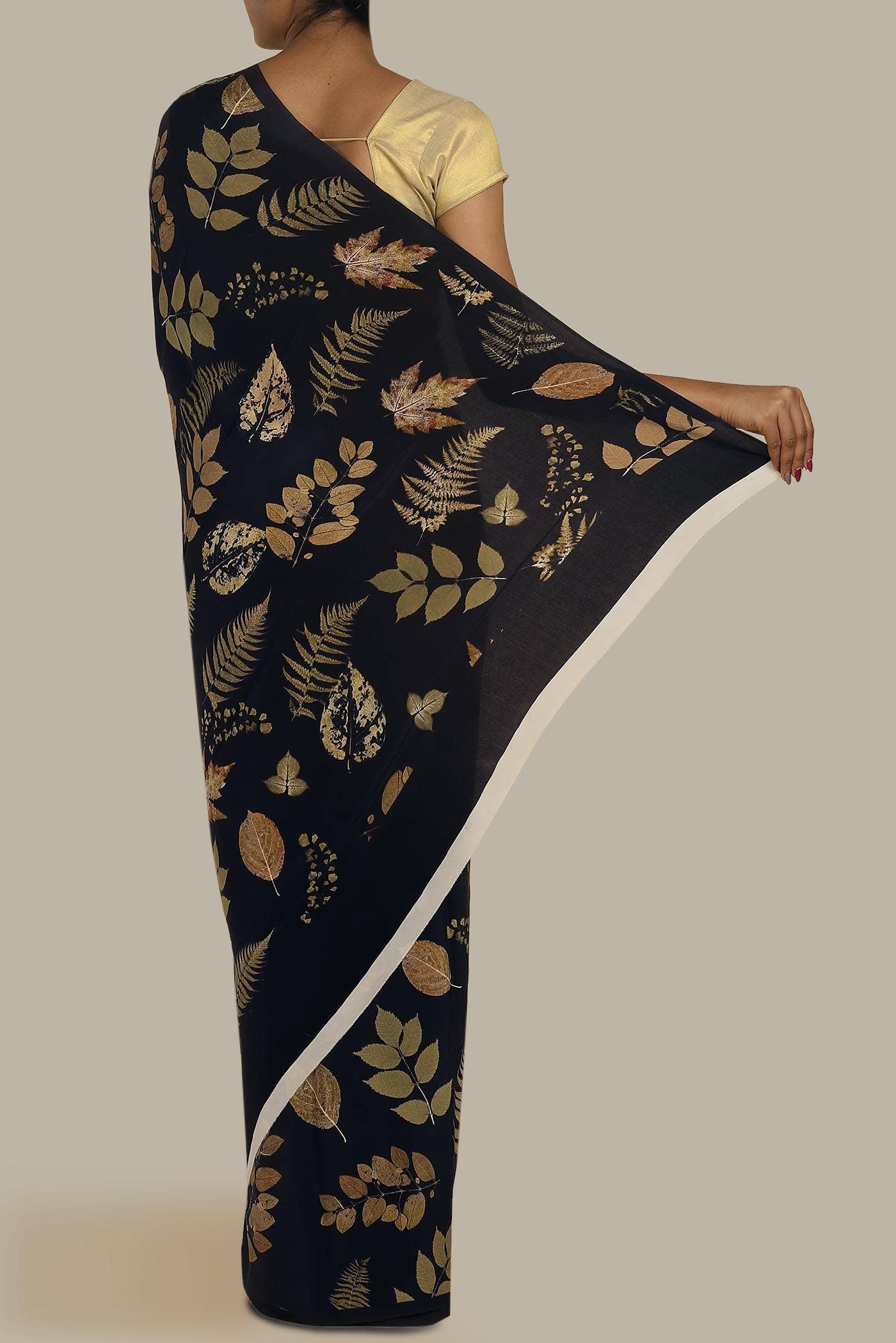 Black Mysore Crepe Saree