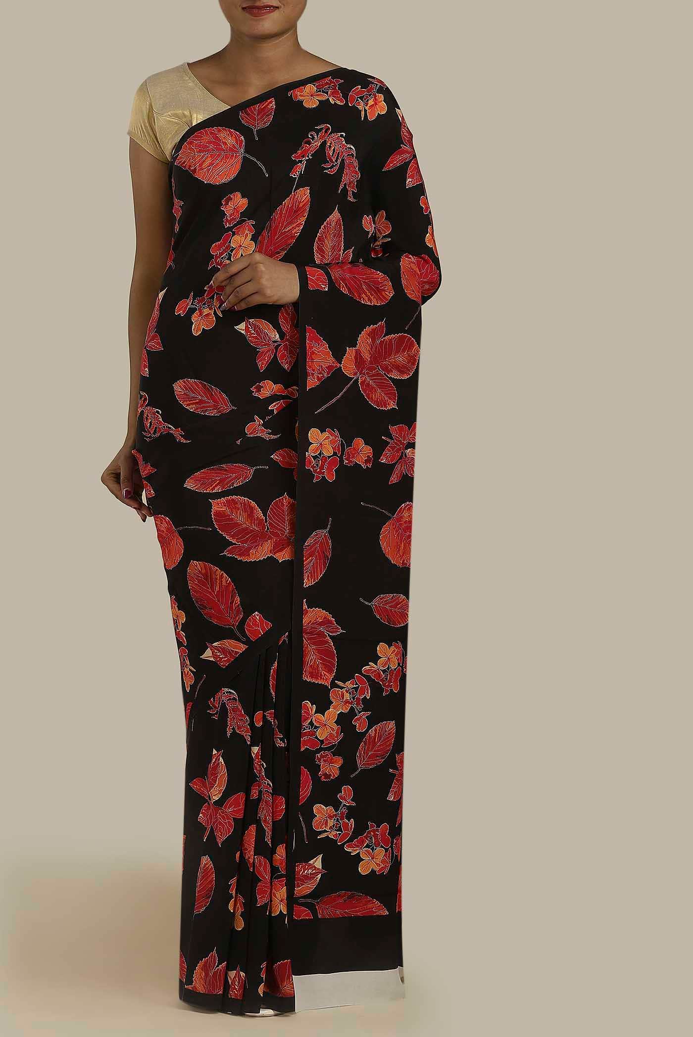 Black Crepe Saree