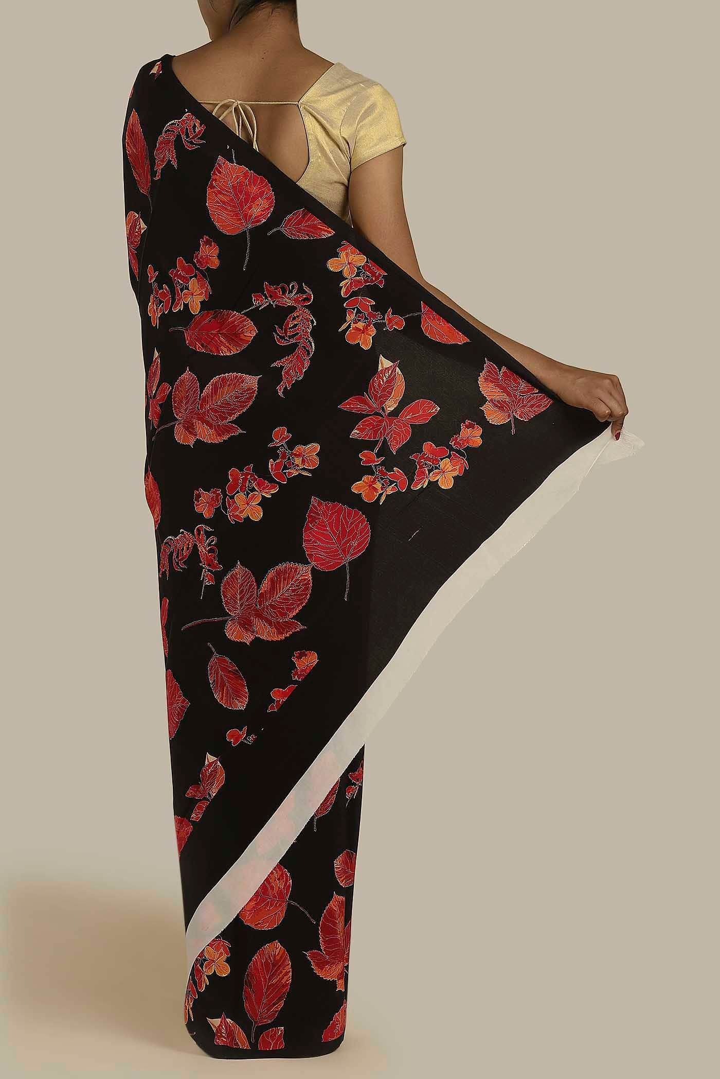 Black Crepe Saree