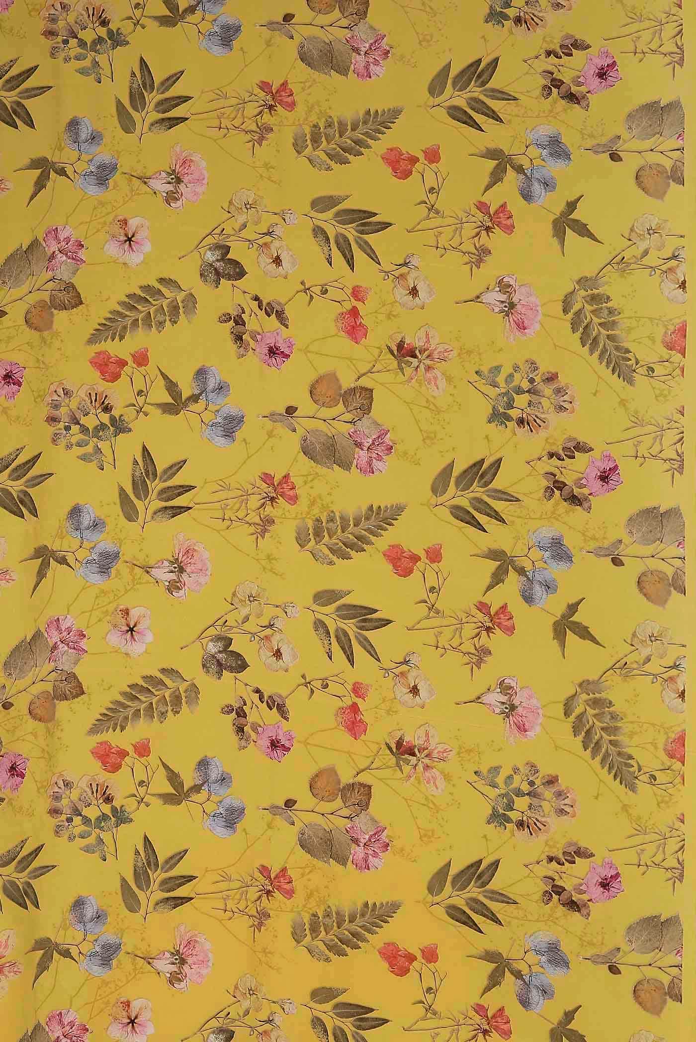 Yellow Crepe Saree
