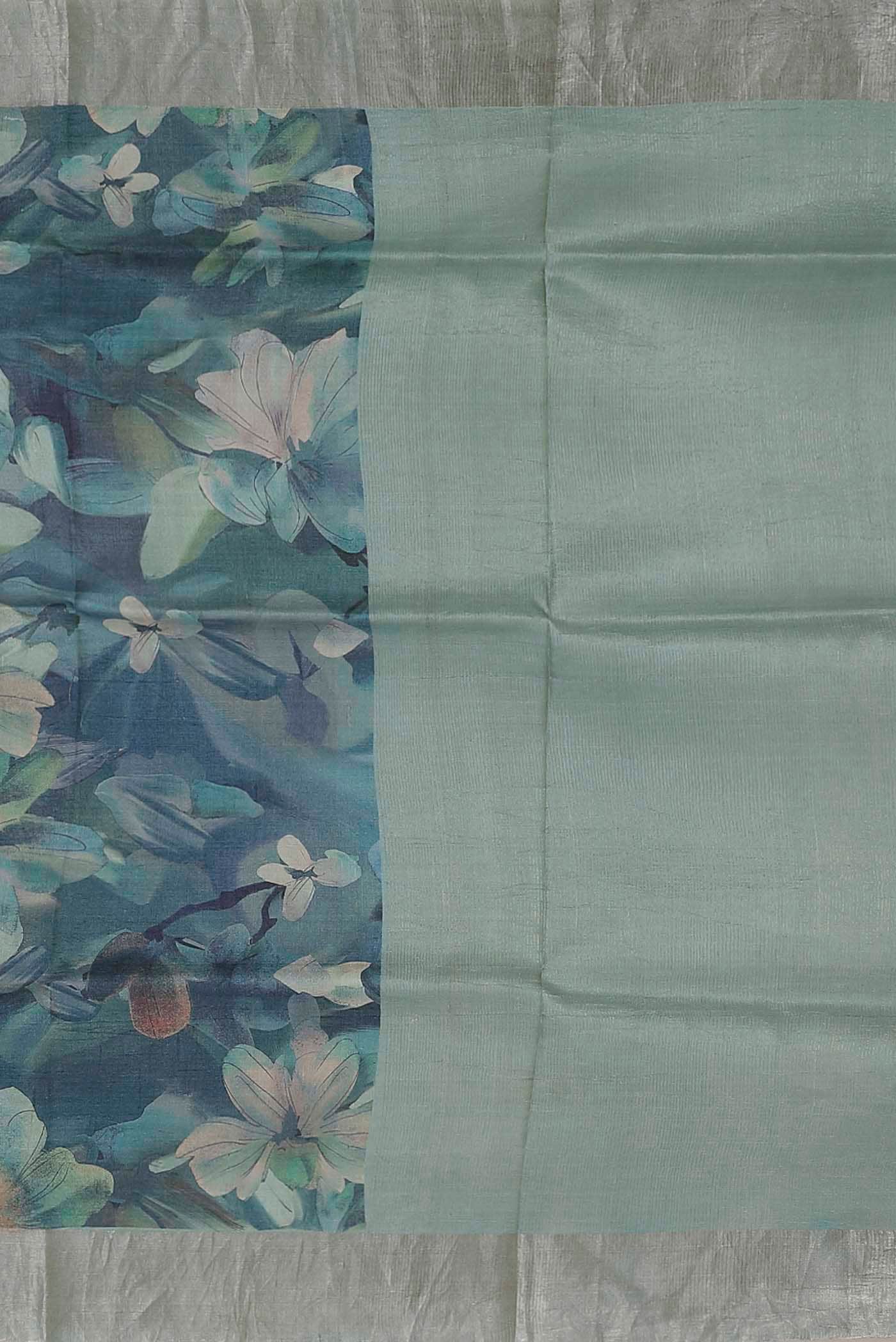 Blue Bhagalpuri Tussar Silk Saree