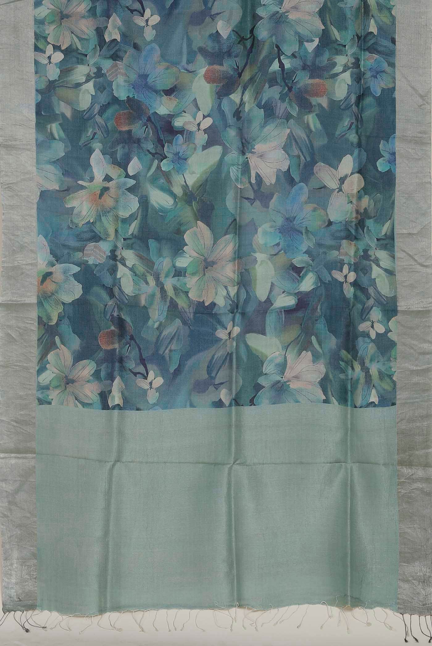Blue Bhagalpuri Tussar Silk Saree