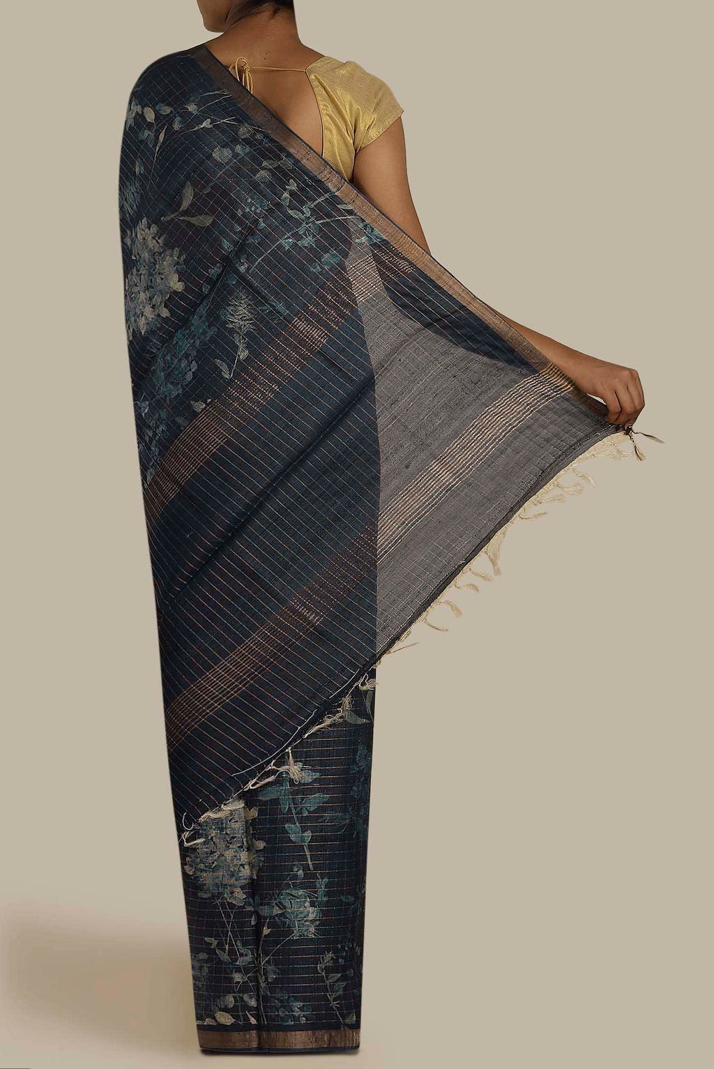 Blue Bhagalpuri Tussar Silk Saree