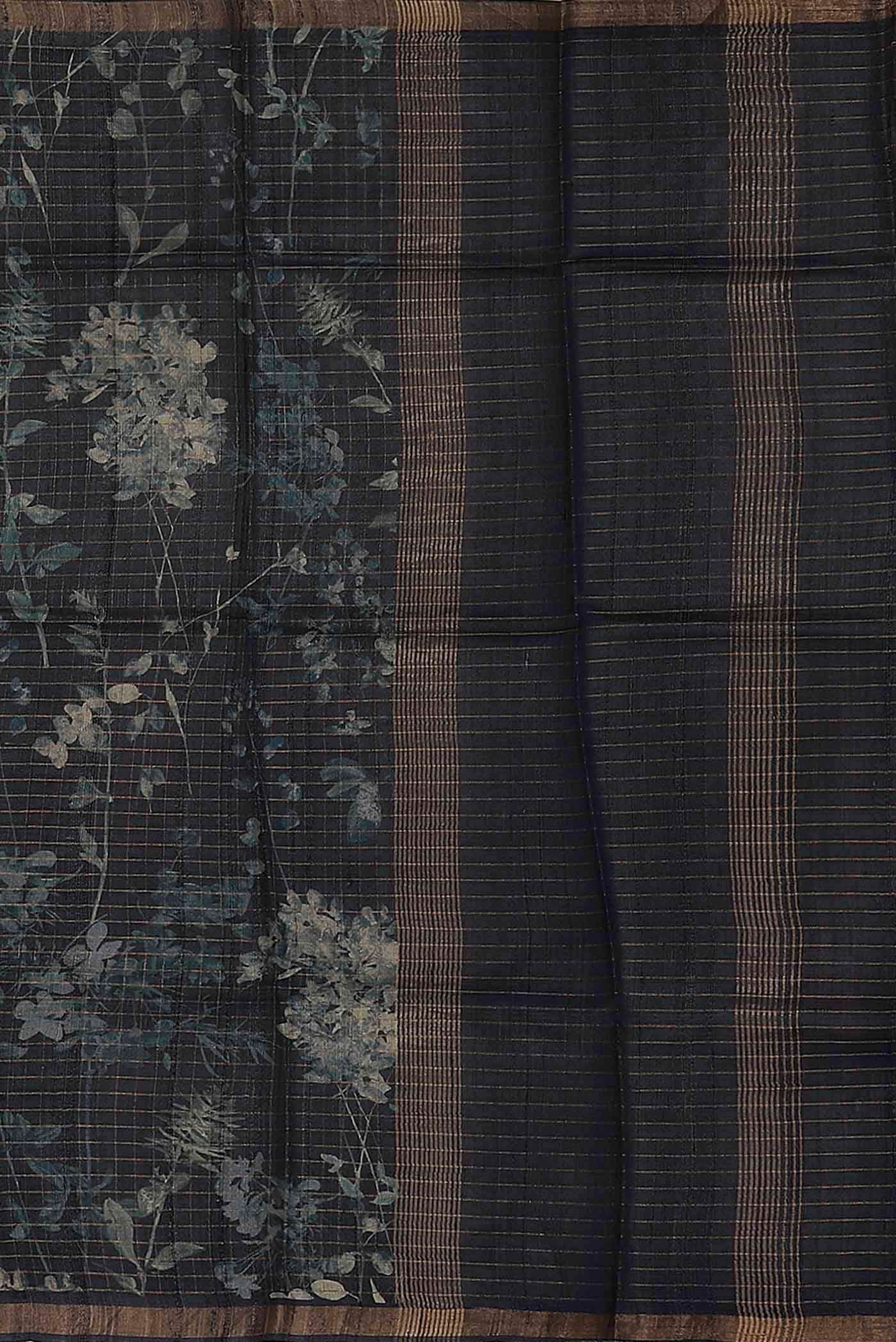 Blue Bhagalpuri Tussar Silk Saree
