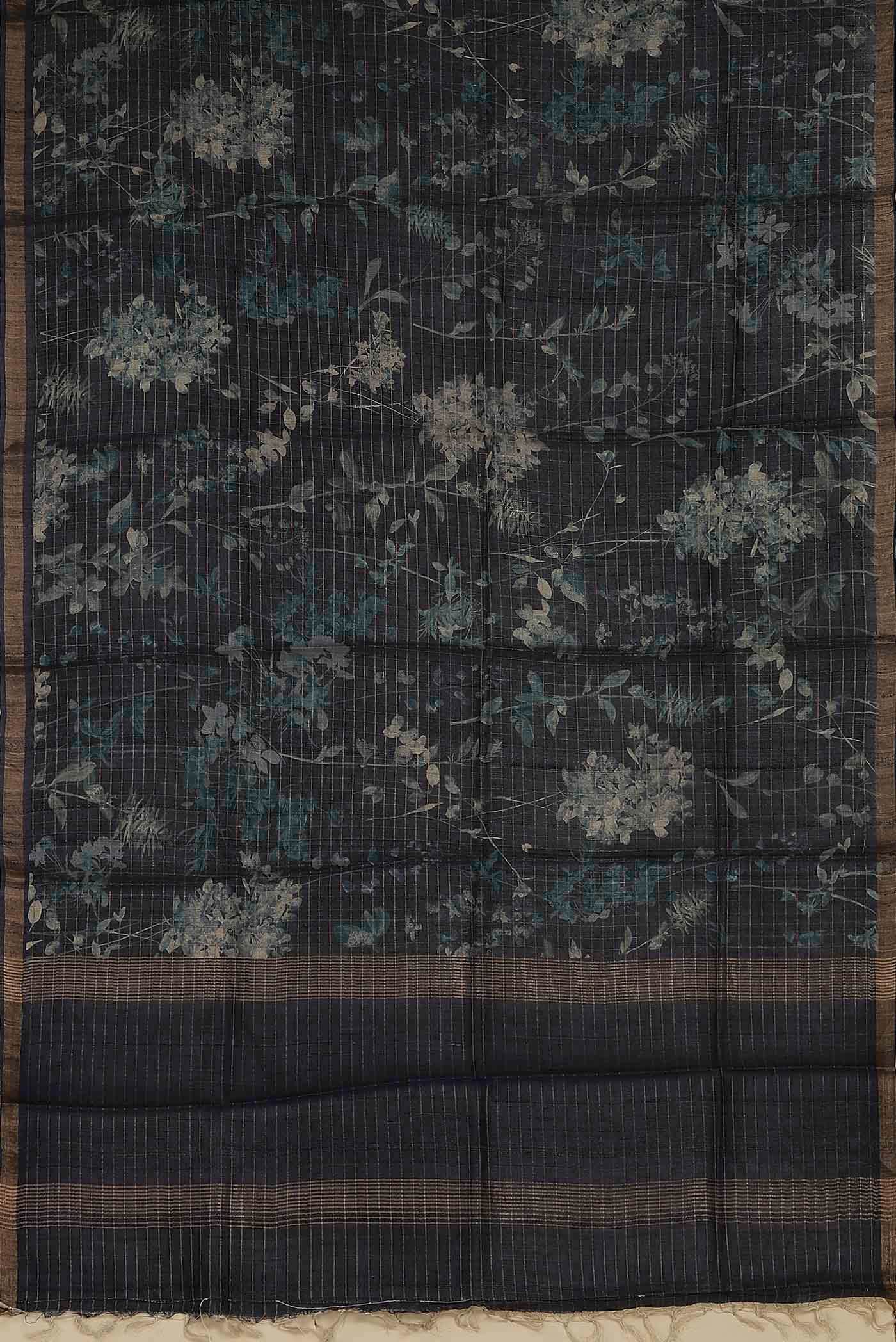 Blue Bhagalpuri Tussar Silk Saree