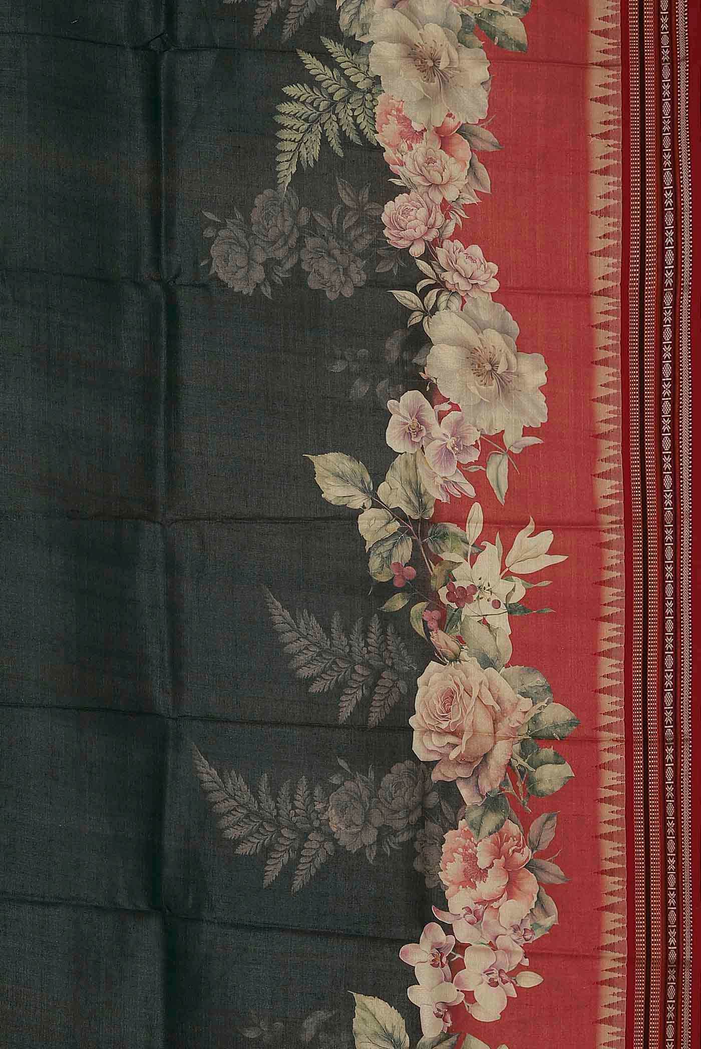 Black Bhagalpuri Tussar Silk Saree