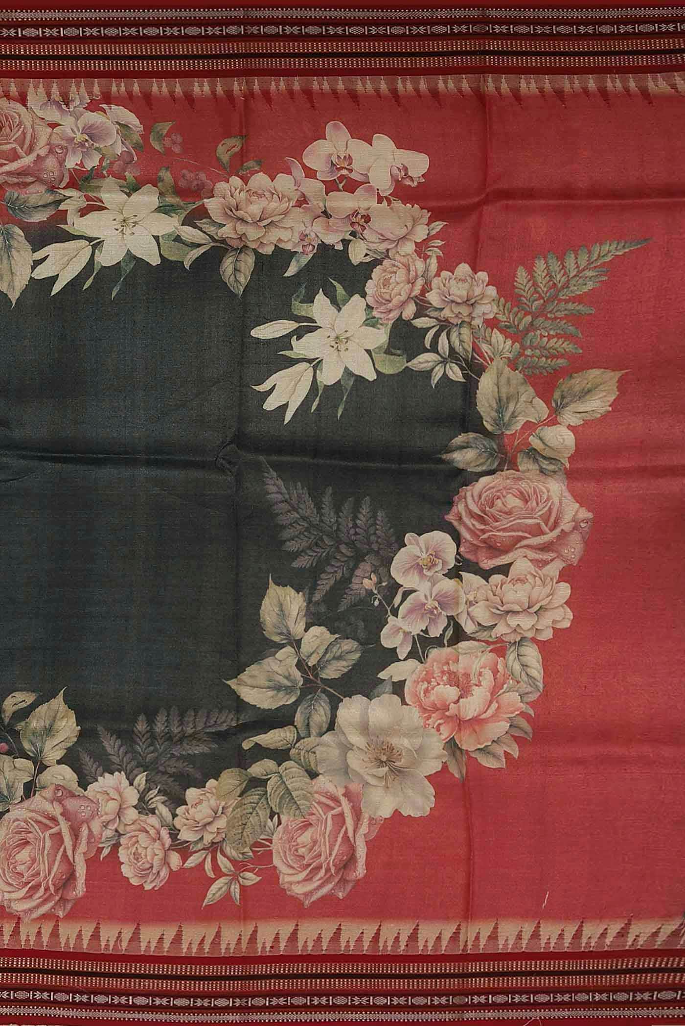 Black Bhagalpuri Tussar Silk Saree