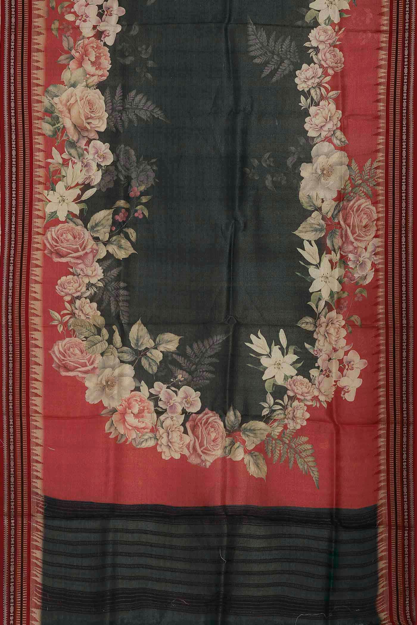 Black Bhagalpuri Tussar Silk Saree