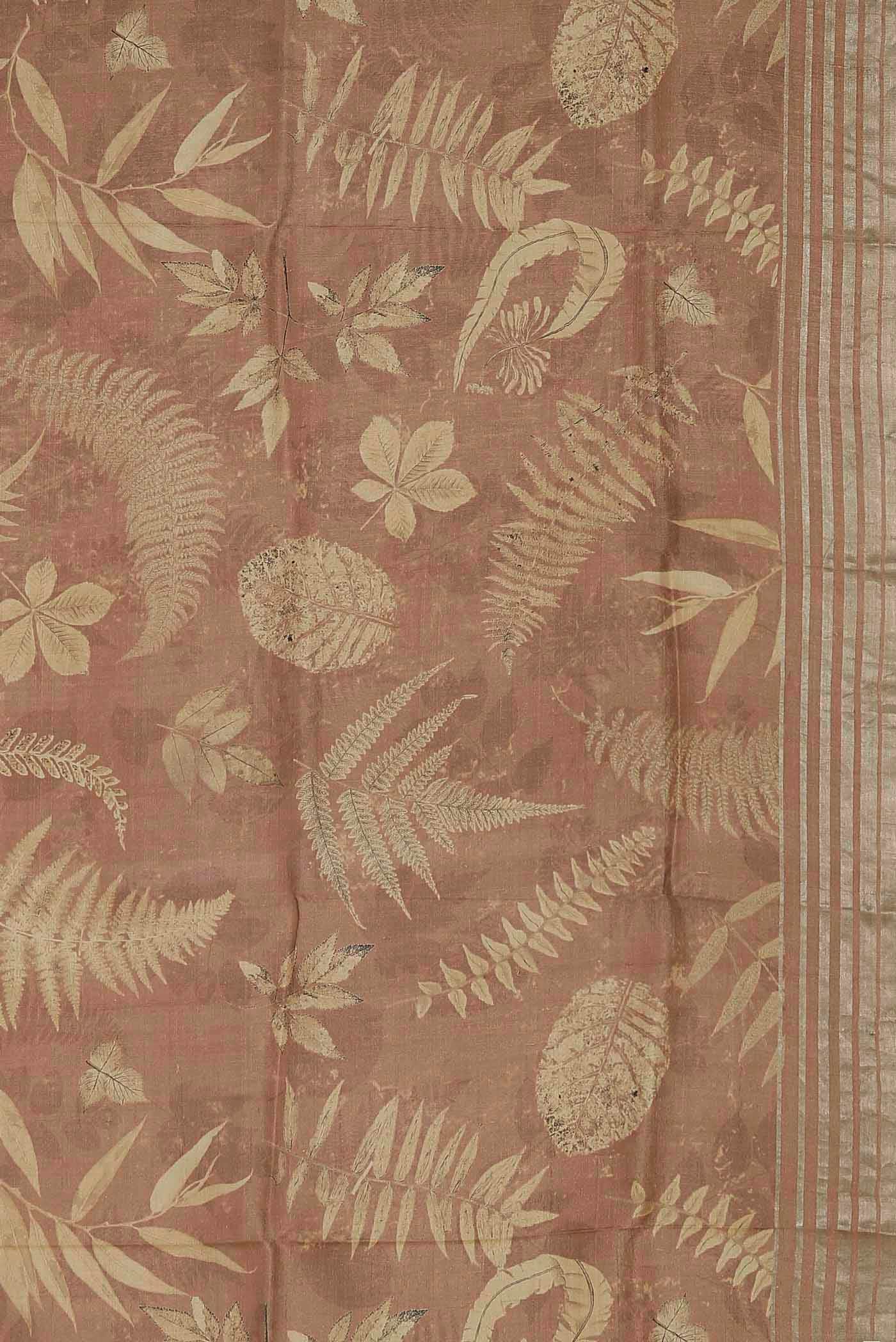 Peach Bhagalpuri Tussar Silk Saree