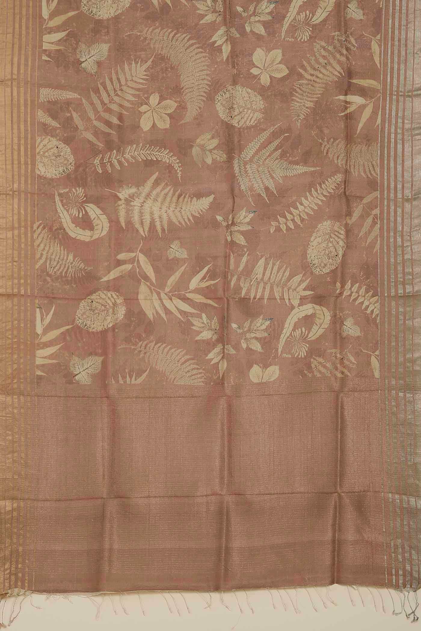 Peach Bhagalpuri Tussar Silk Saree