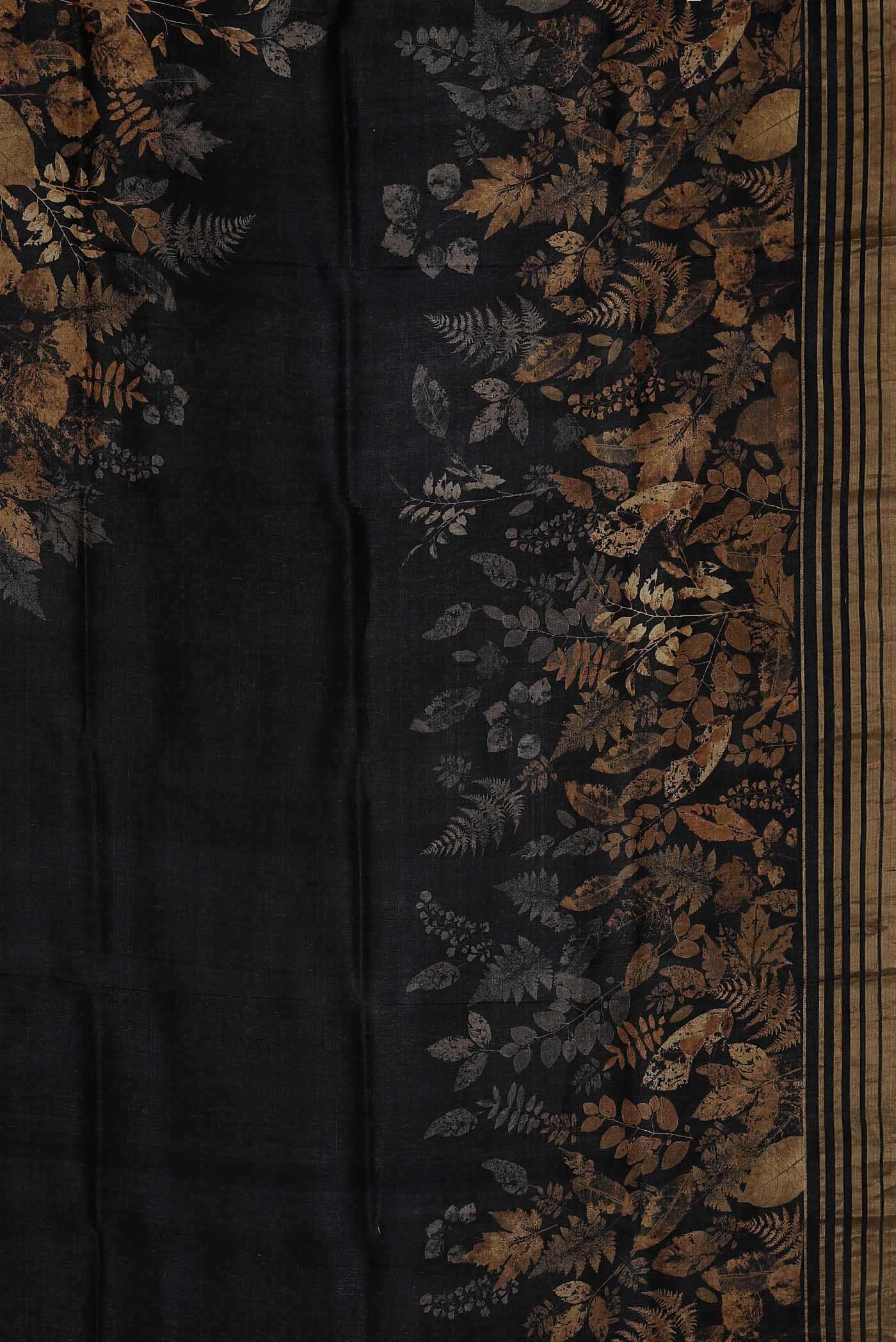 Black Bhagalpuri Tussar Silk Saree