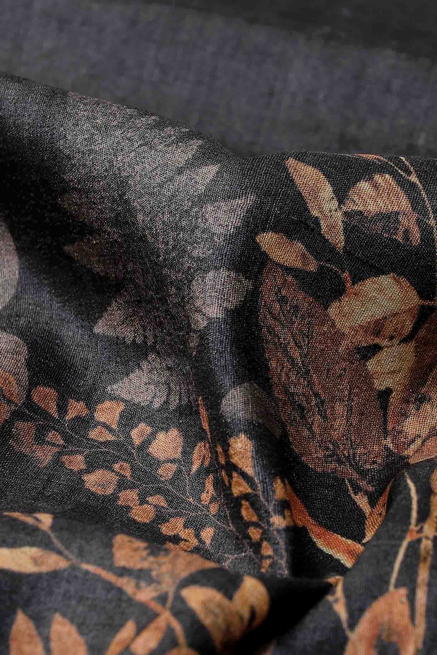 Black Bhagalpuri Tussar Silk Saree