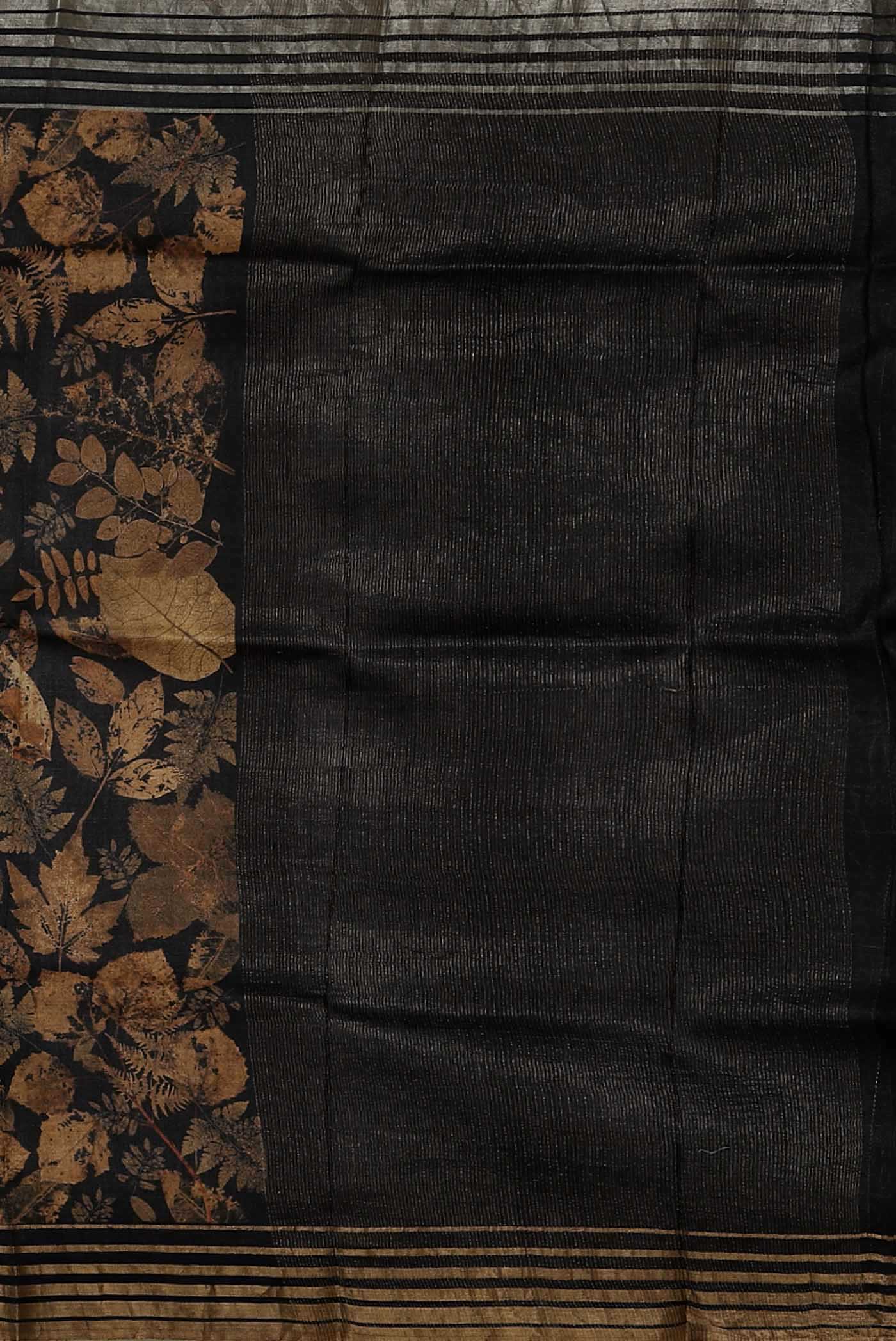 Black Bhagalpuri Tussar Silk Saree