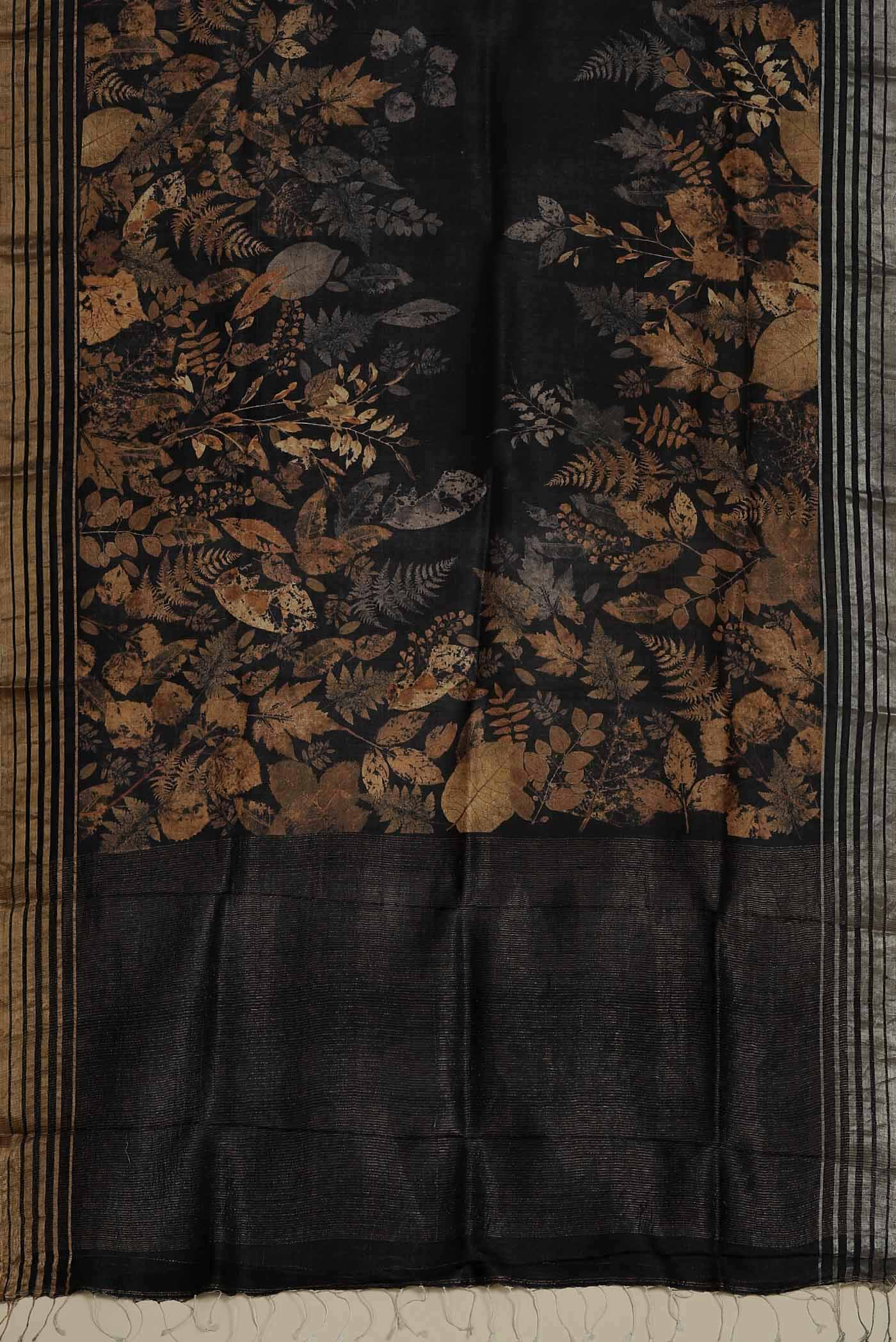 Black Bhagalpuri Tussar Silk Saree