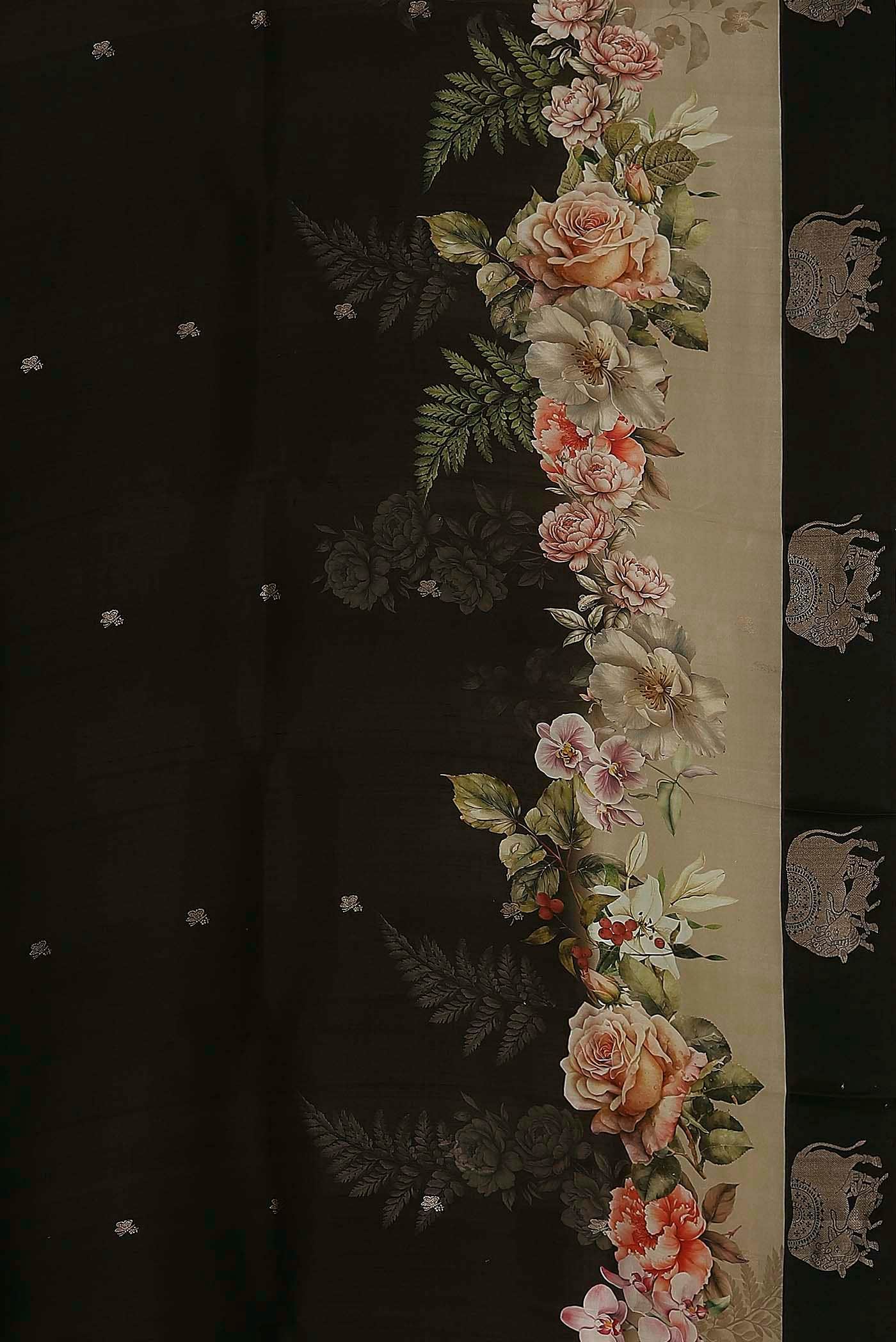 Black Bhagalpuri Tussar Silk Saree