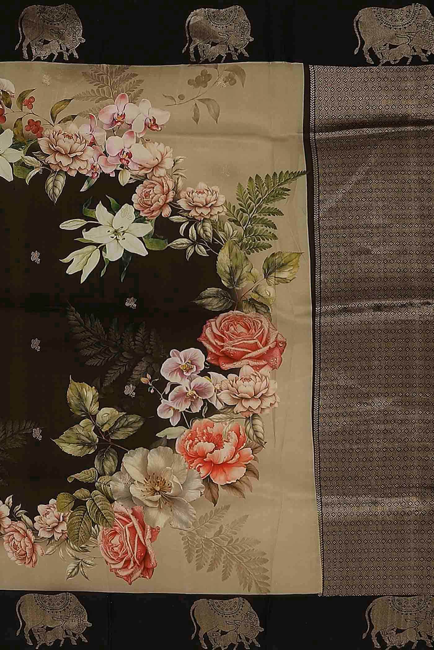 Black Bhagalpuri Tussar Silk Saree