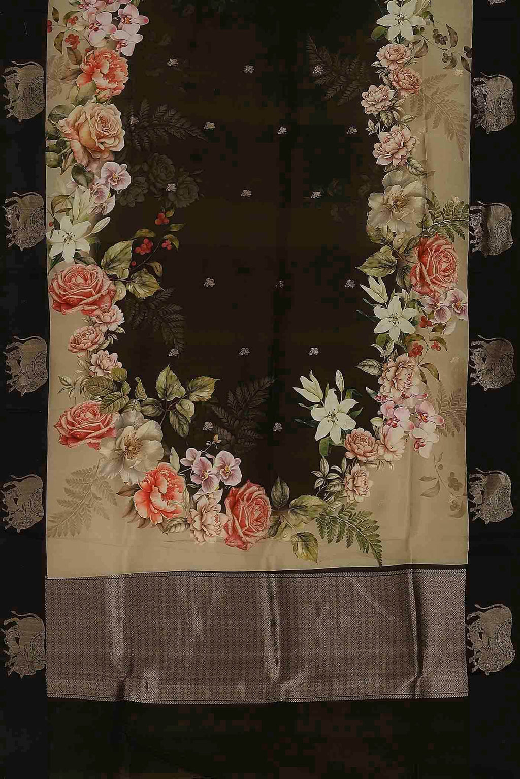 Black Bhagalpuri Tussar Silk Saree