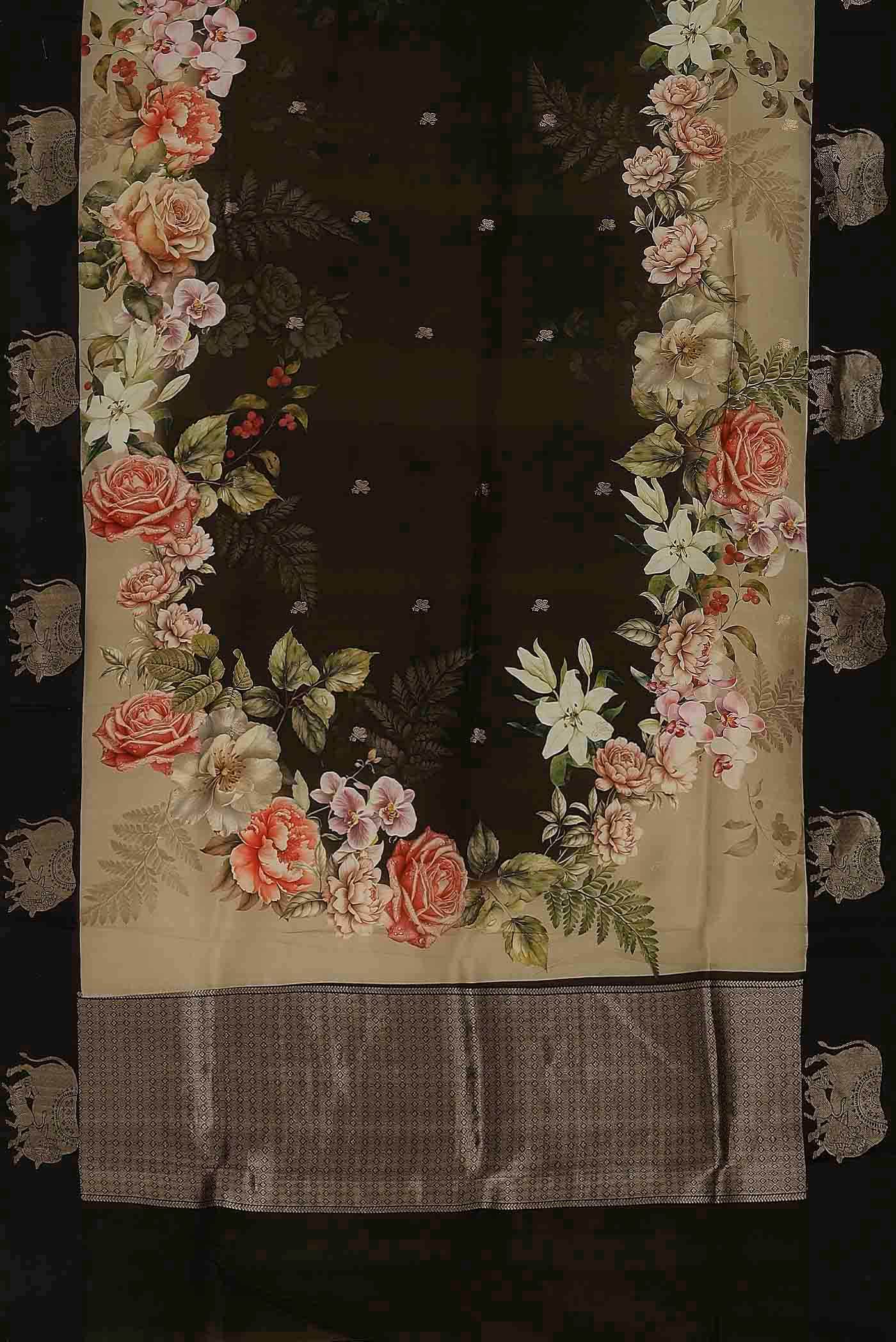 Black Bhagalpuri Tussar Silk Saree
